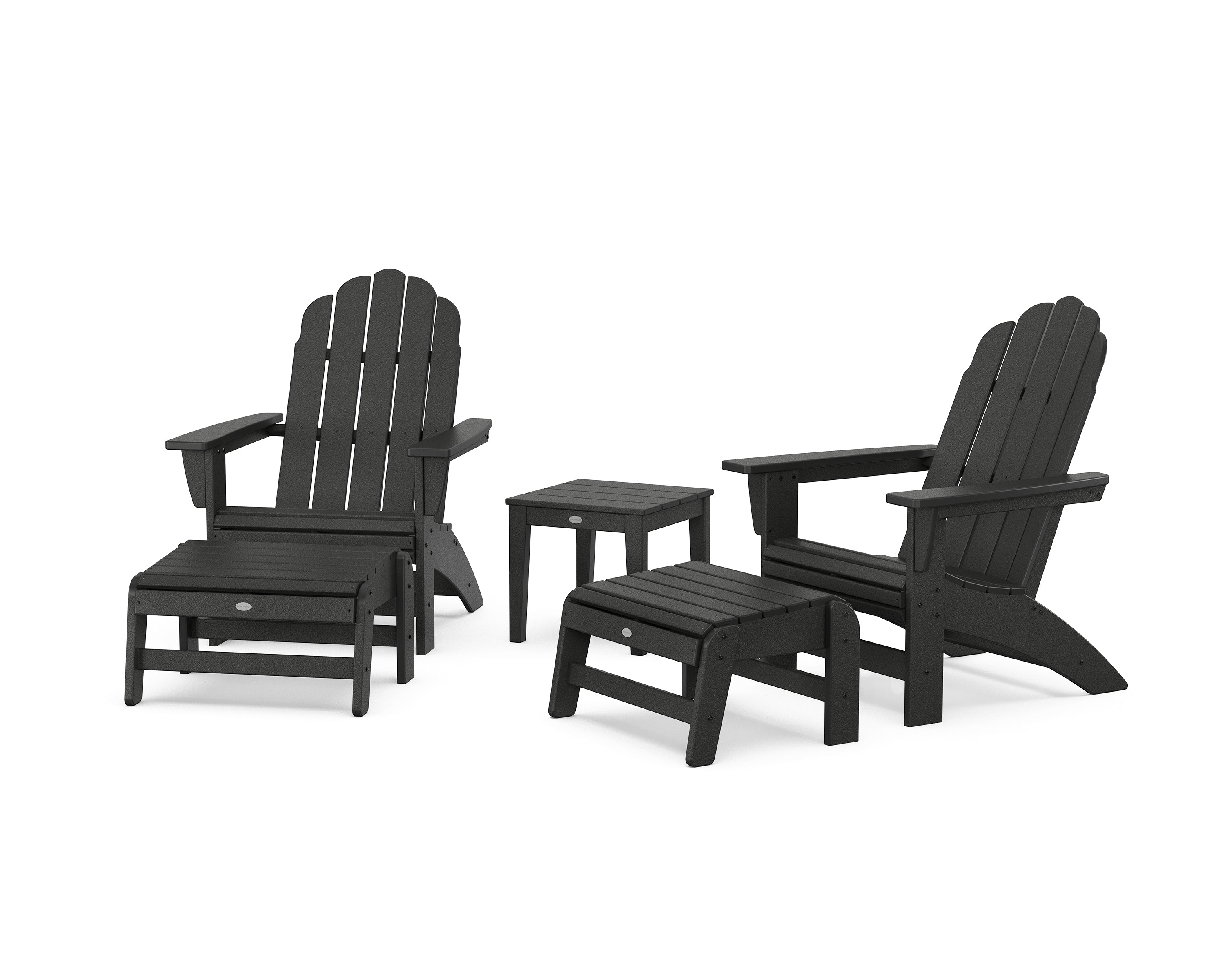 POLYWOOD 5-Piece Vineyard Grand Adirondack Set in Black
