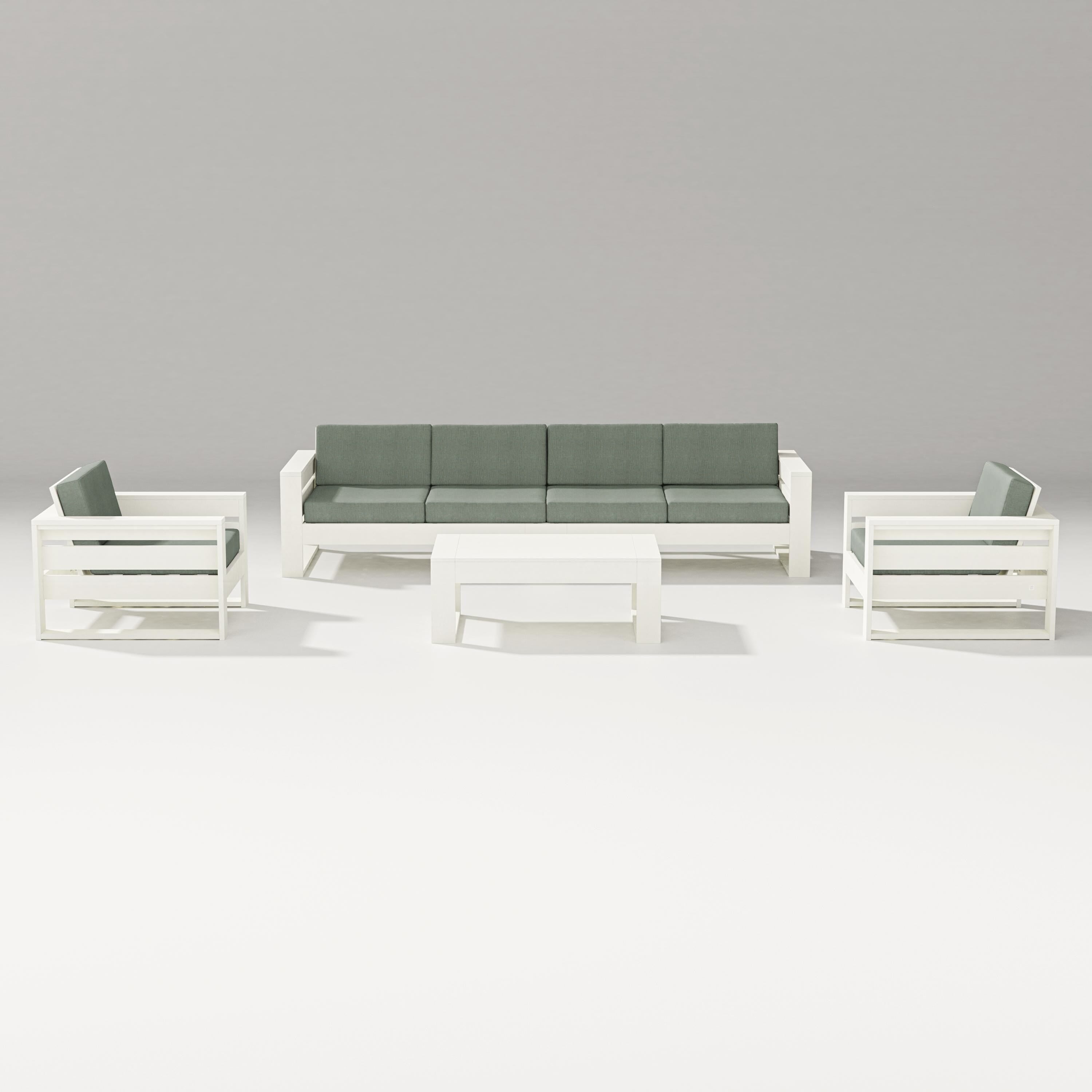 PW Designer Series Latitude 5-Piece Lounge Sofa Set in Vintage White / Cast Sage