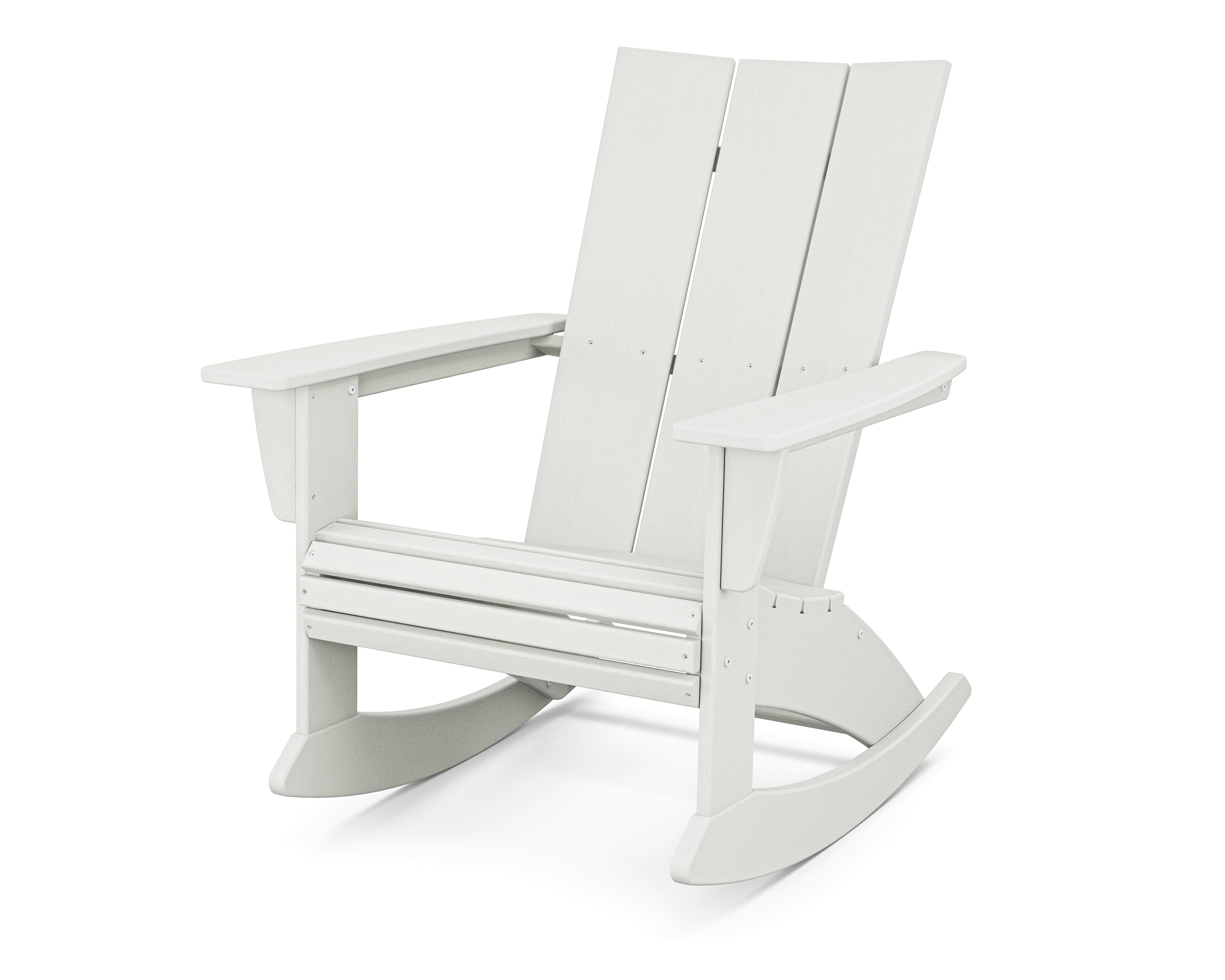 POLYWOOD Modern Curveback Adirondack Rocking Chair in Vintage White