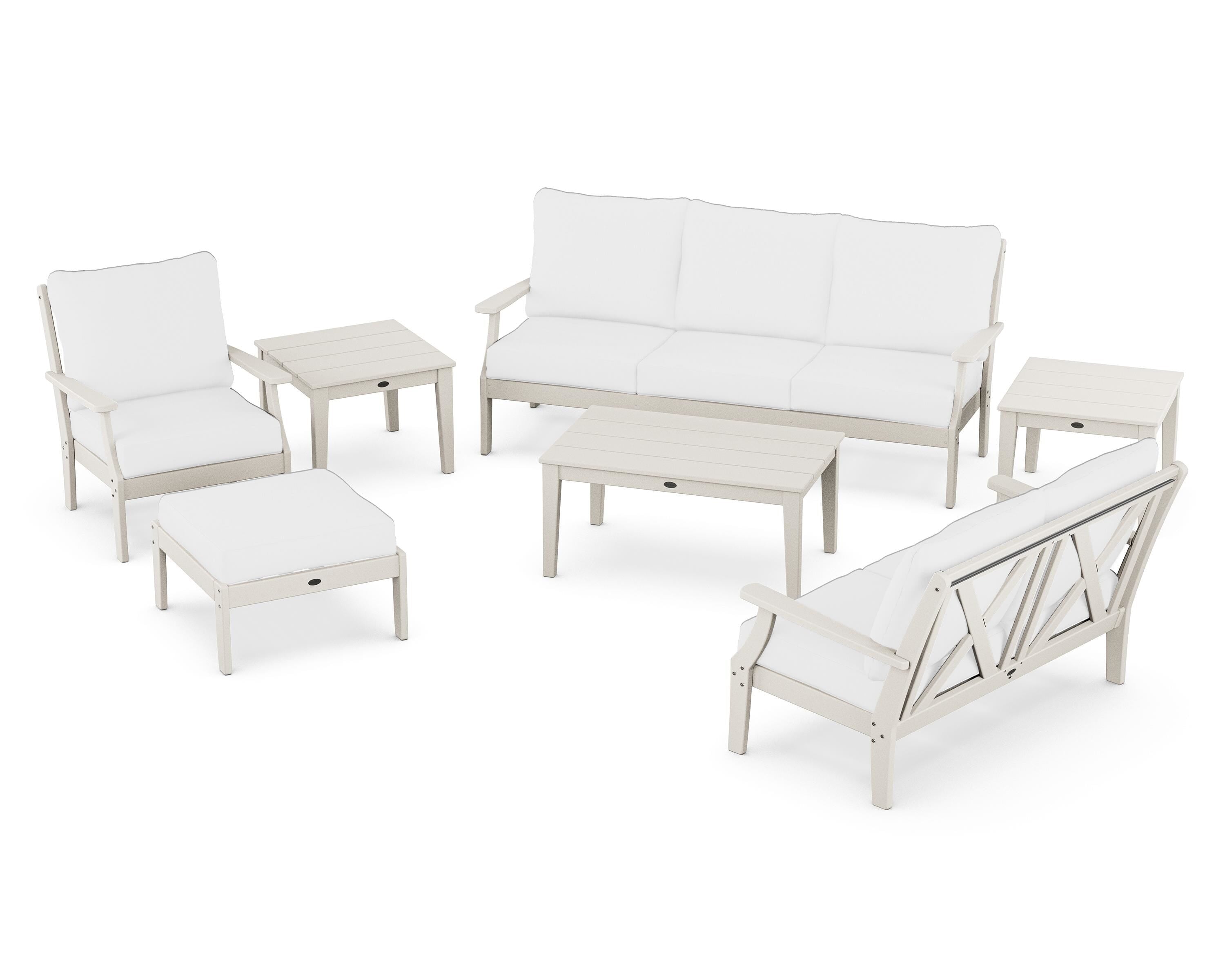 POLYWOOD Braxton 7-Piece Deep Seating Set in Sand / Natural