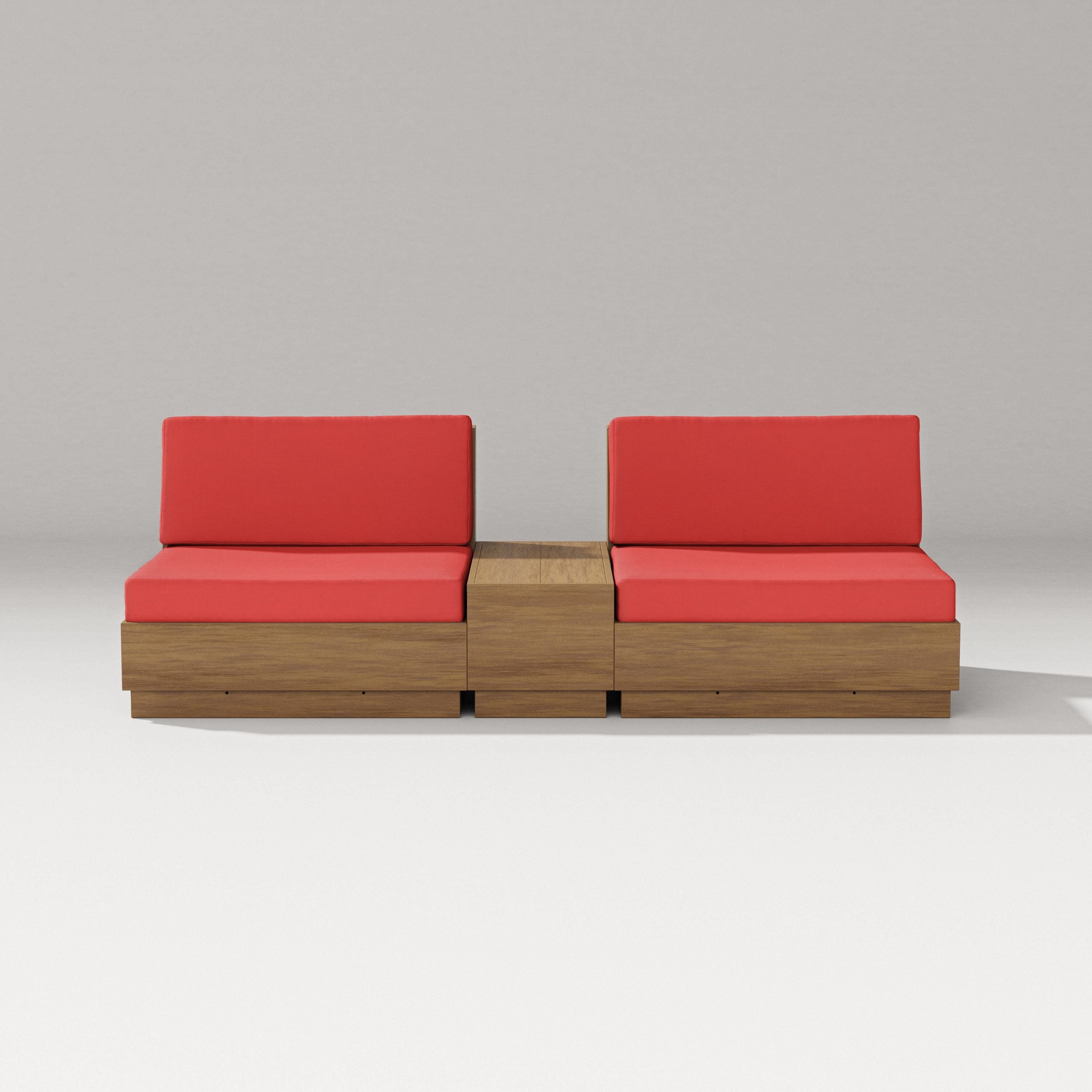 PW Designer Series Elevate Lounge Chair Set in Natural / Crimson Linen