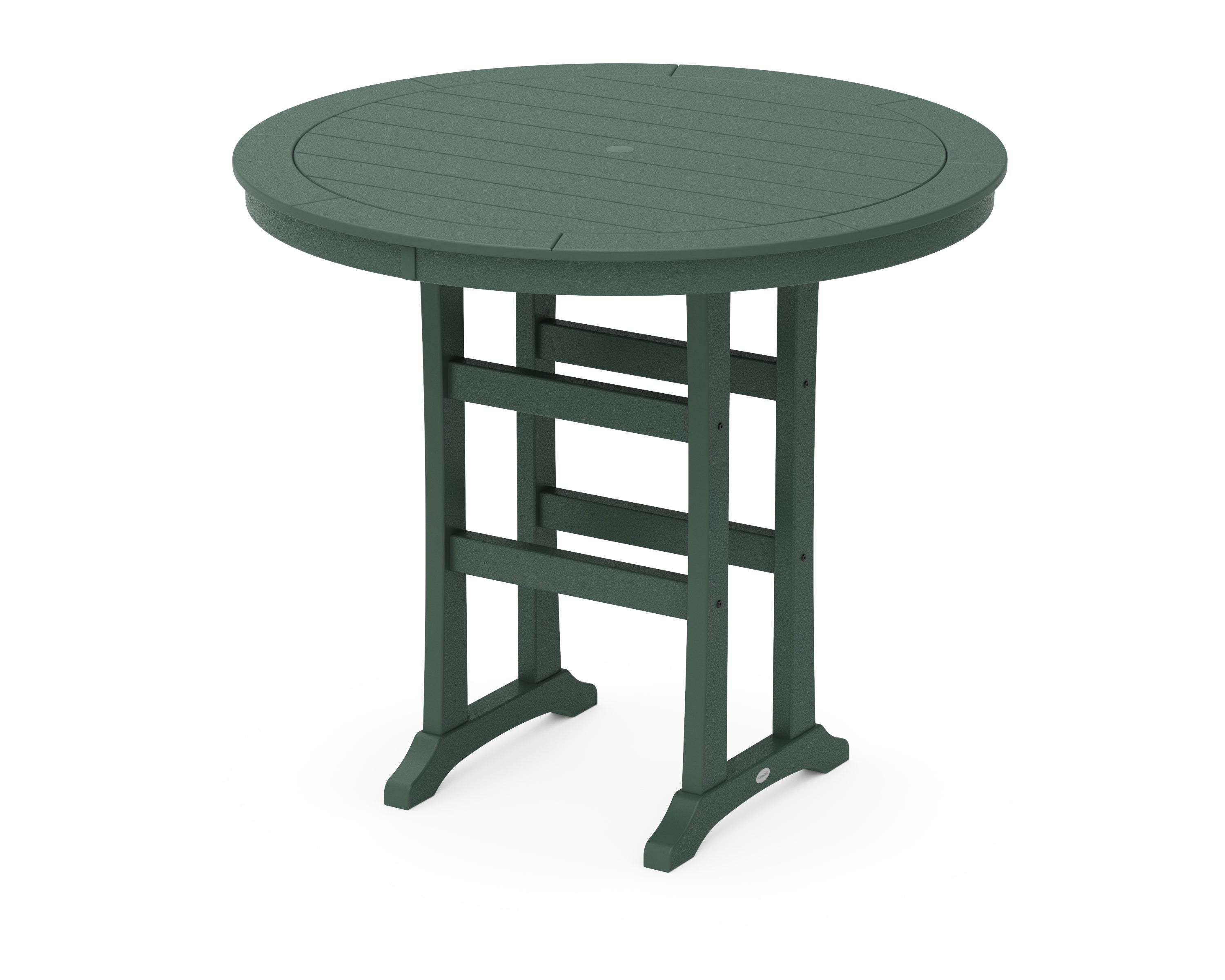POLYWOOD Nautical Trestle 48" Round Bar Table in Green