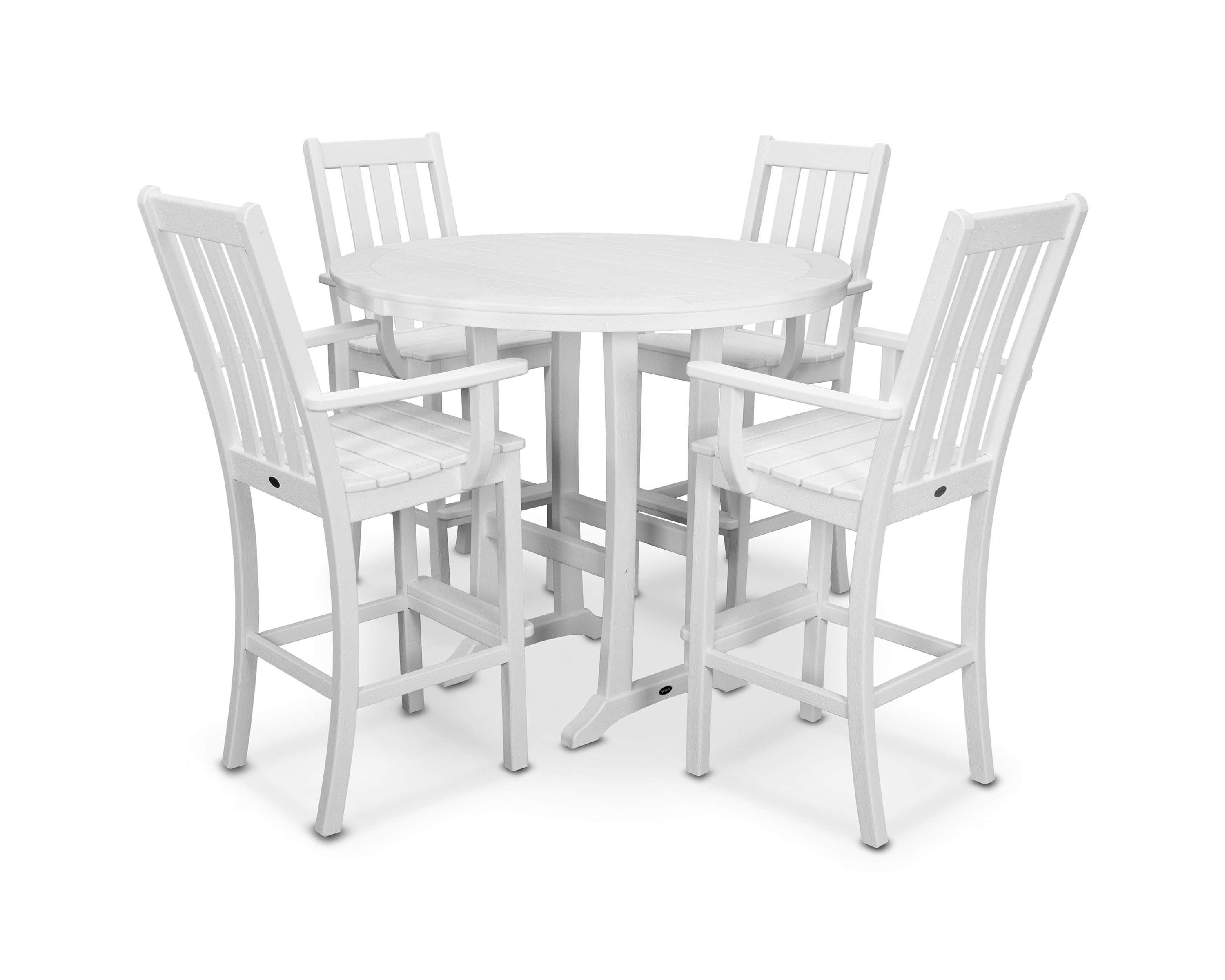 POLYWOOD® Vineyard 5-Piece Round Bar Set in Vintage White