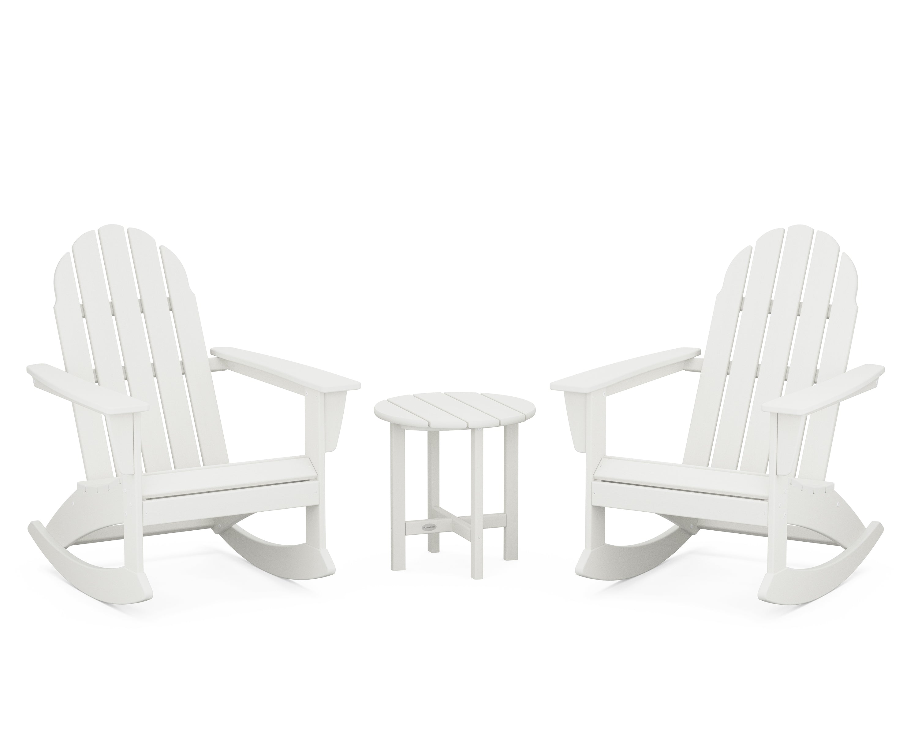 POLYWOOD Vineyard 3-Piece Adirondack Rocking Chair Set in Vintage White