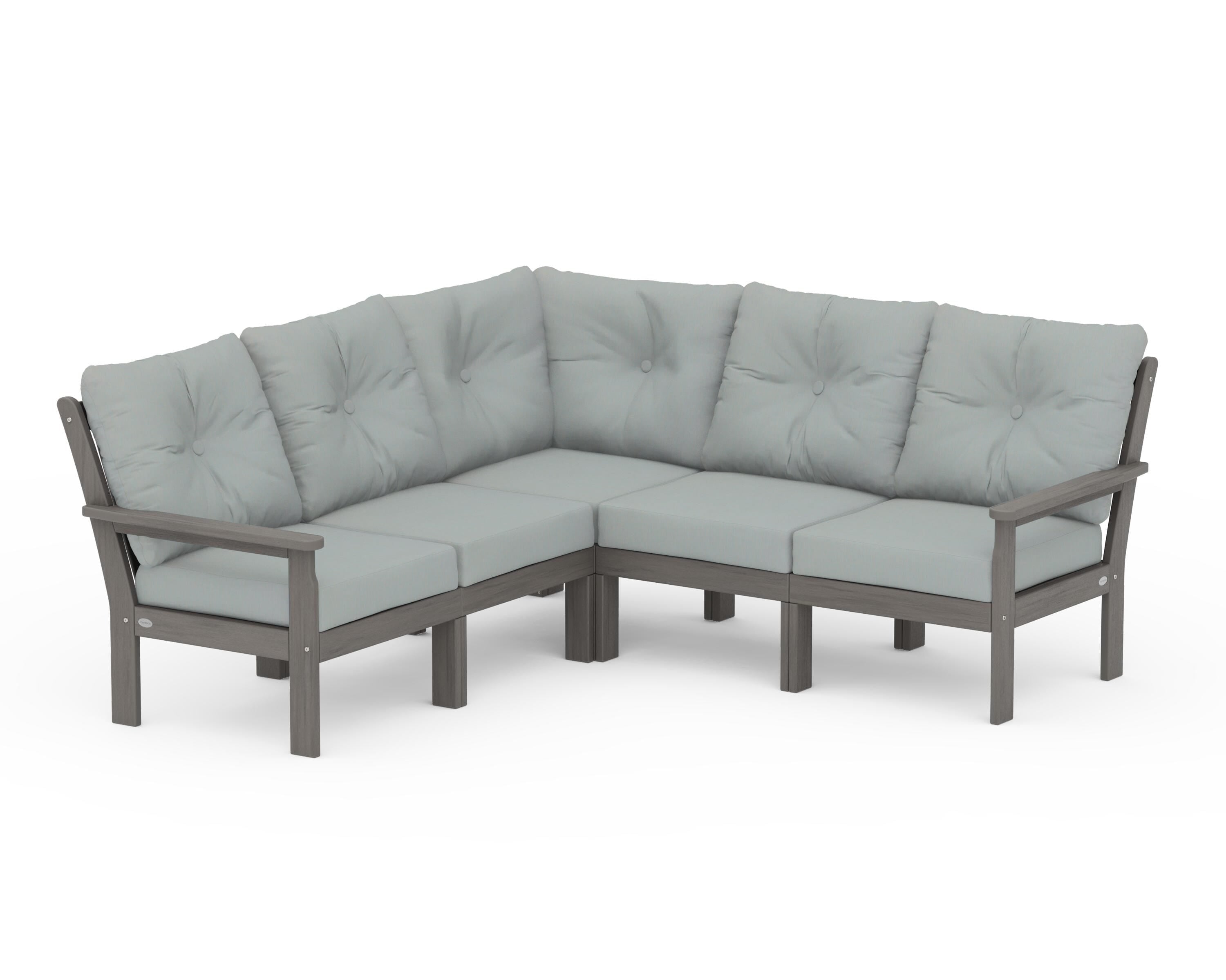 POLYWOOD Vineyard 5-Piece Sectional in Driftwood / Spa