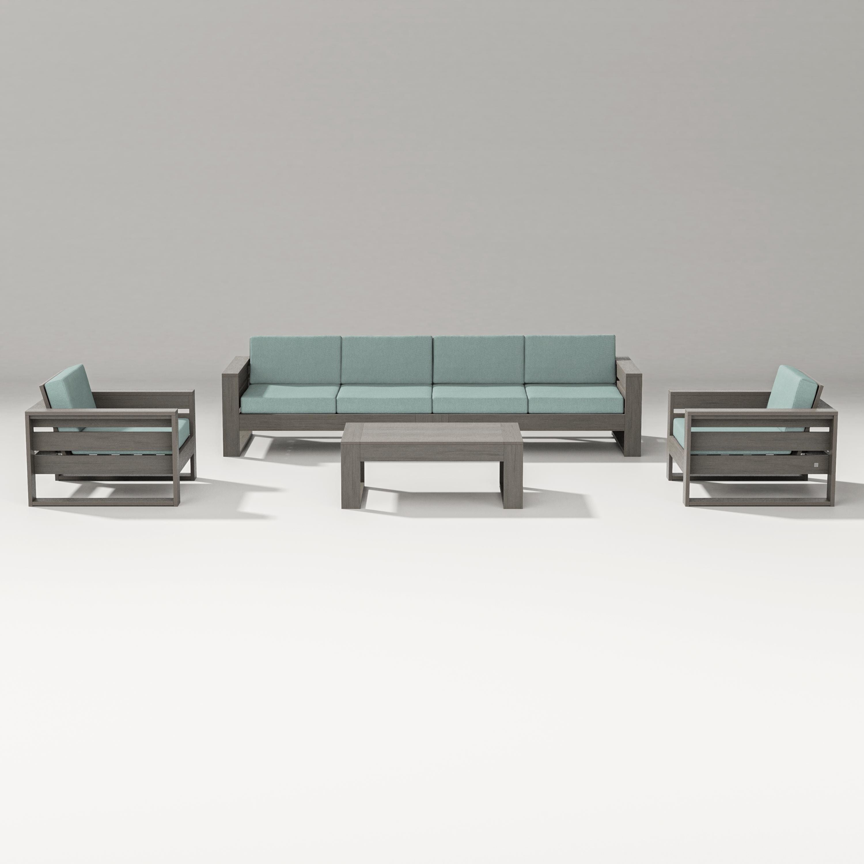 PW Designer Series Latitude 5-Piece Lounge Sofa Set in Driftwood / Glacier Spa