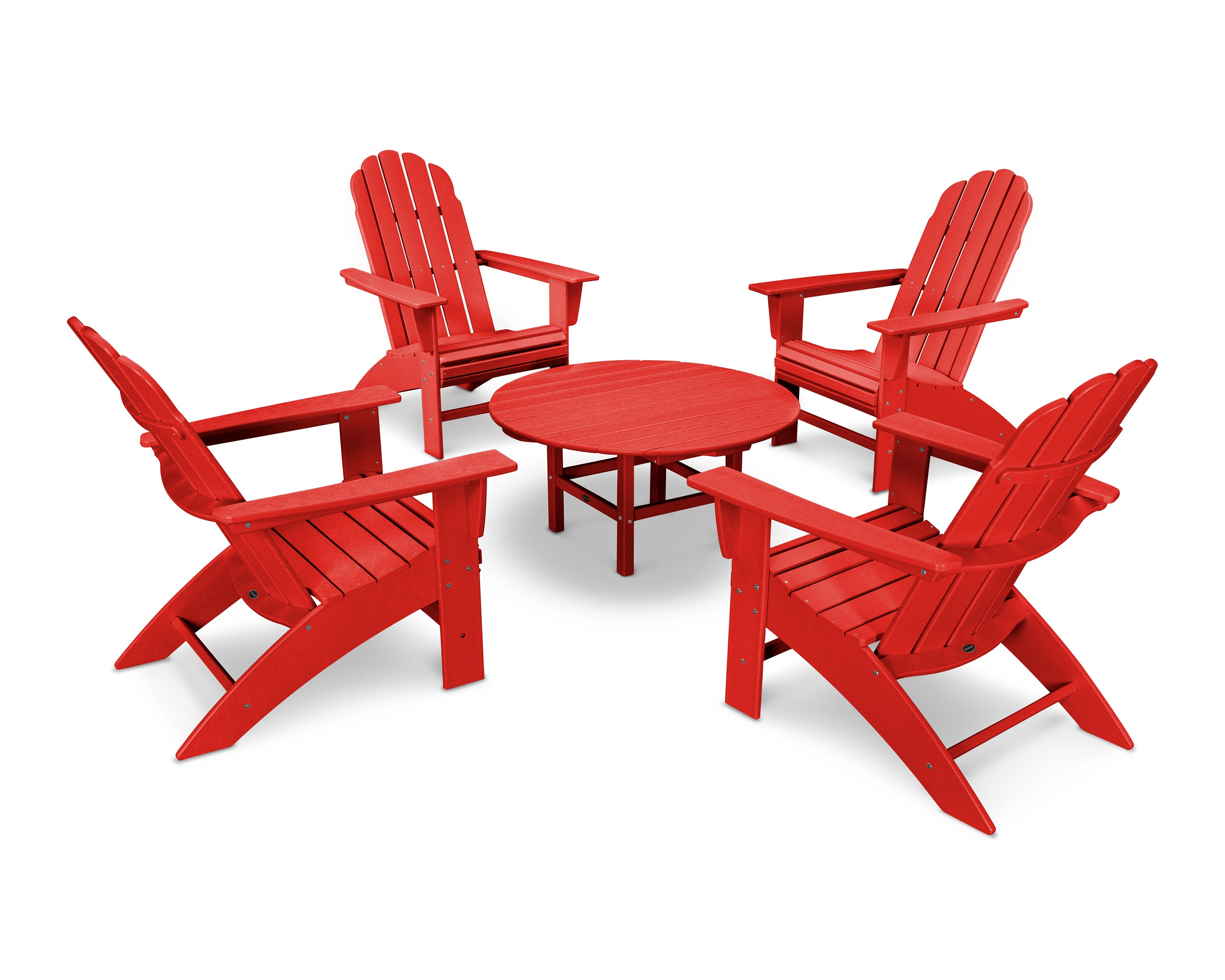 POLYWOOD® Vineyard 5-Piece Oversized Adirondack Set in Sunset Red