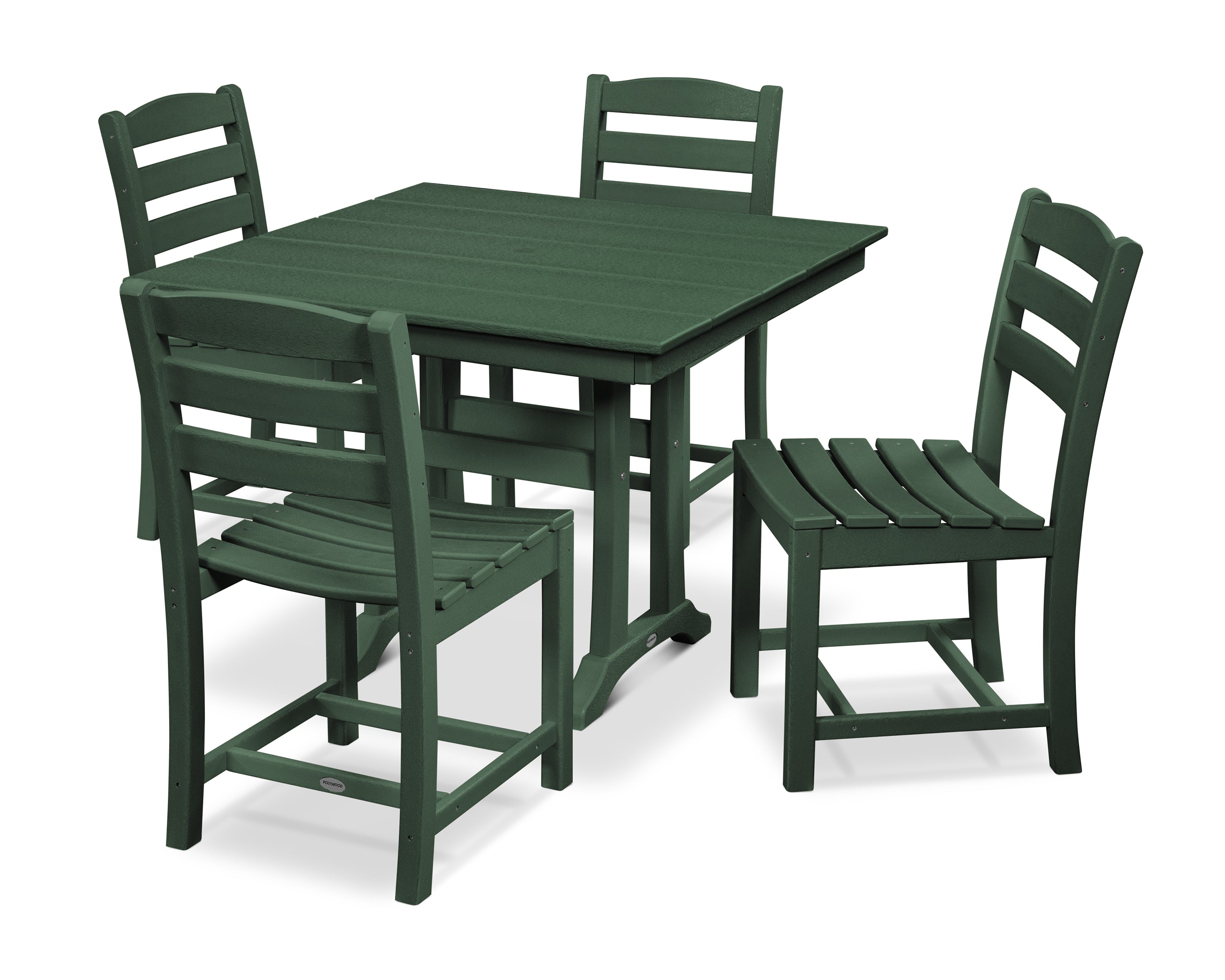 POLYWOOD La Casa Café 5-Piece Farmhouse Trestle Side Chair Dining Set in Green