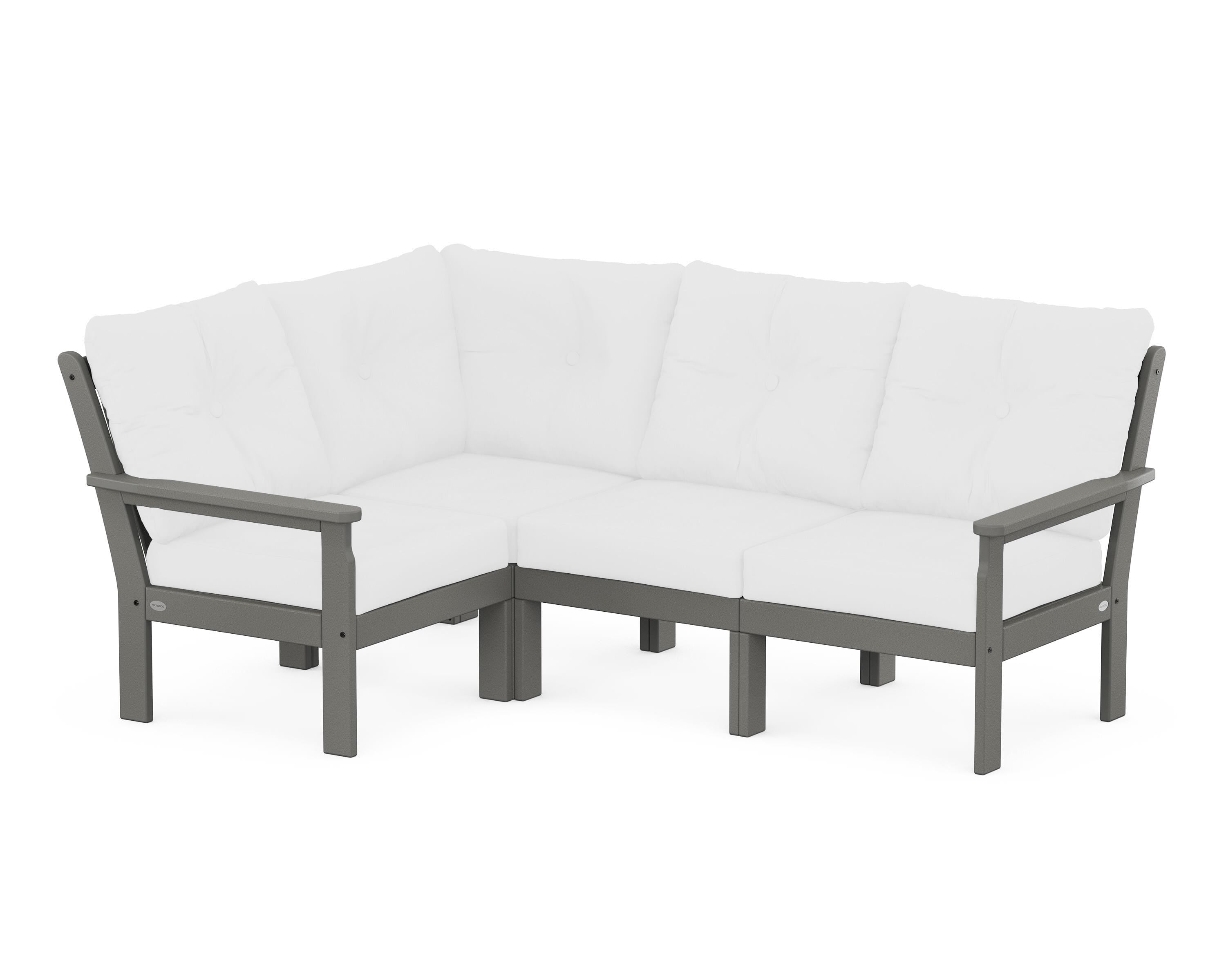 POLYWOOD Vineyard 4-Piece Sectional in Slate Grey / Natural