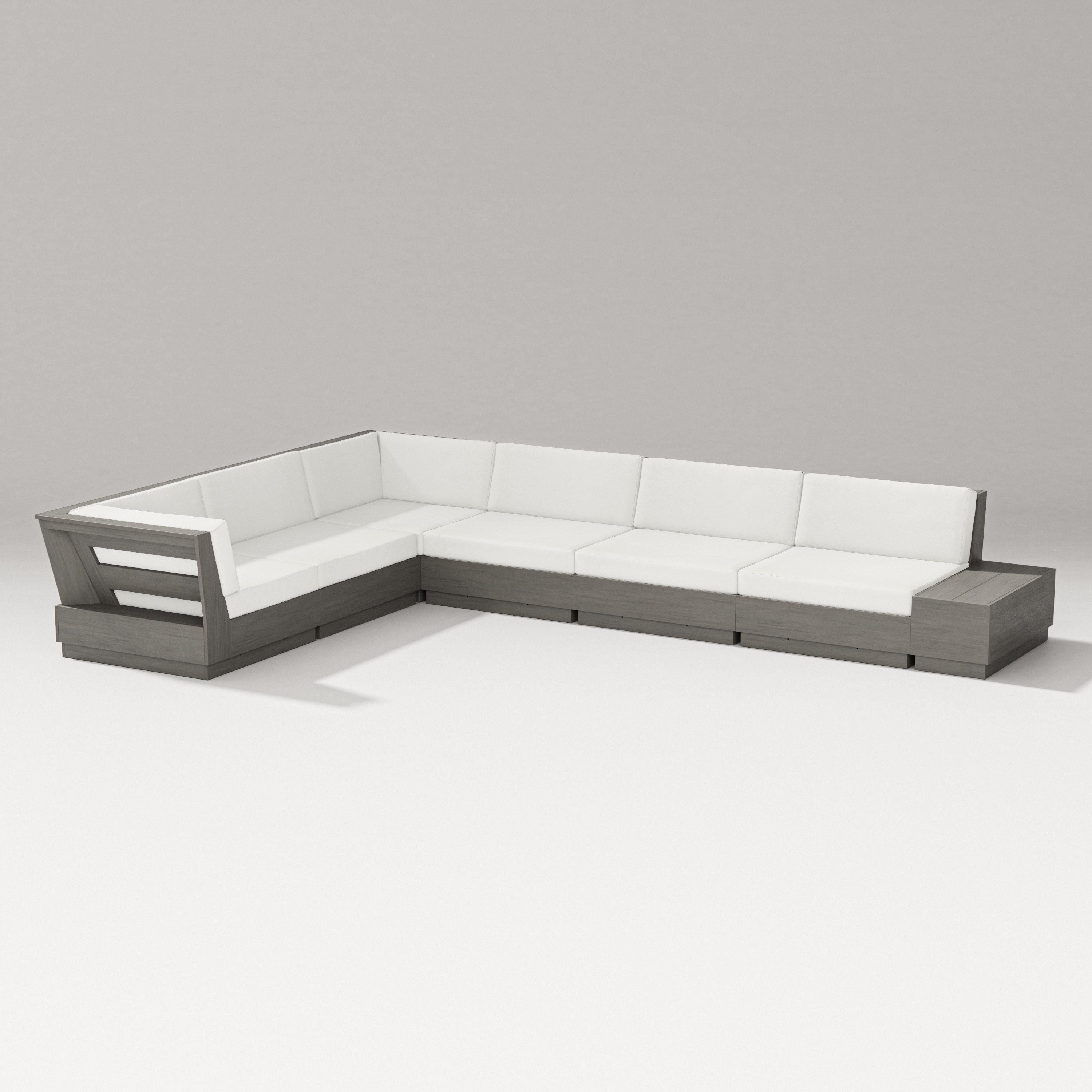 PW Designer Series Elevate 7-Piece Corner Sectional in Driftwood / Natural Linen