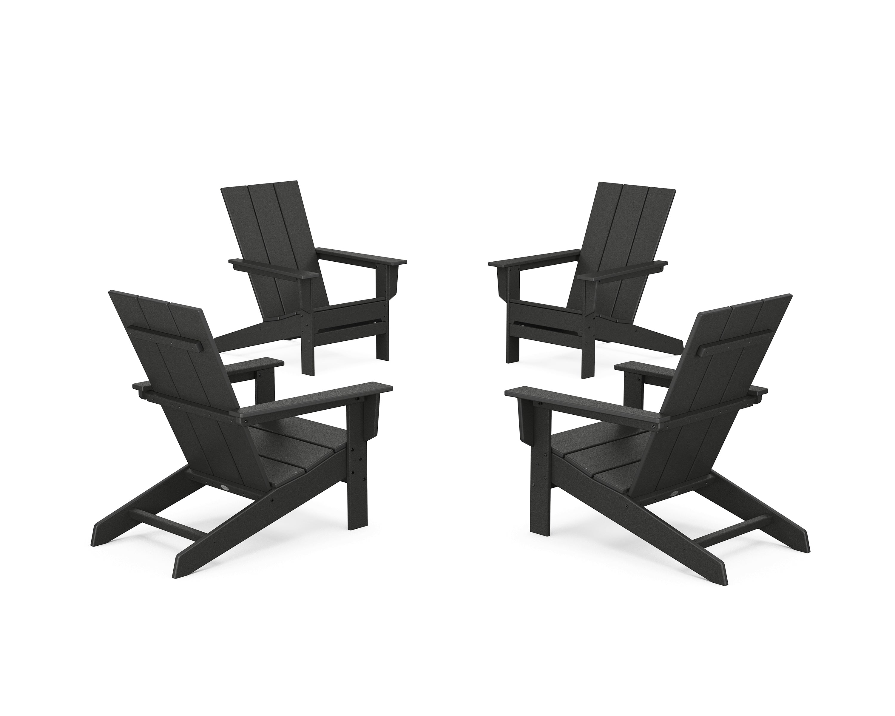 POLYWOOD 4-Piece Modern Studio Adirondack Chair Conversation Set in Black