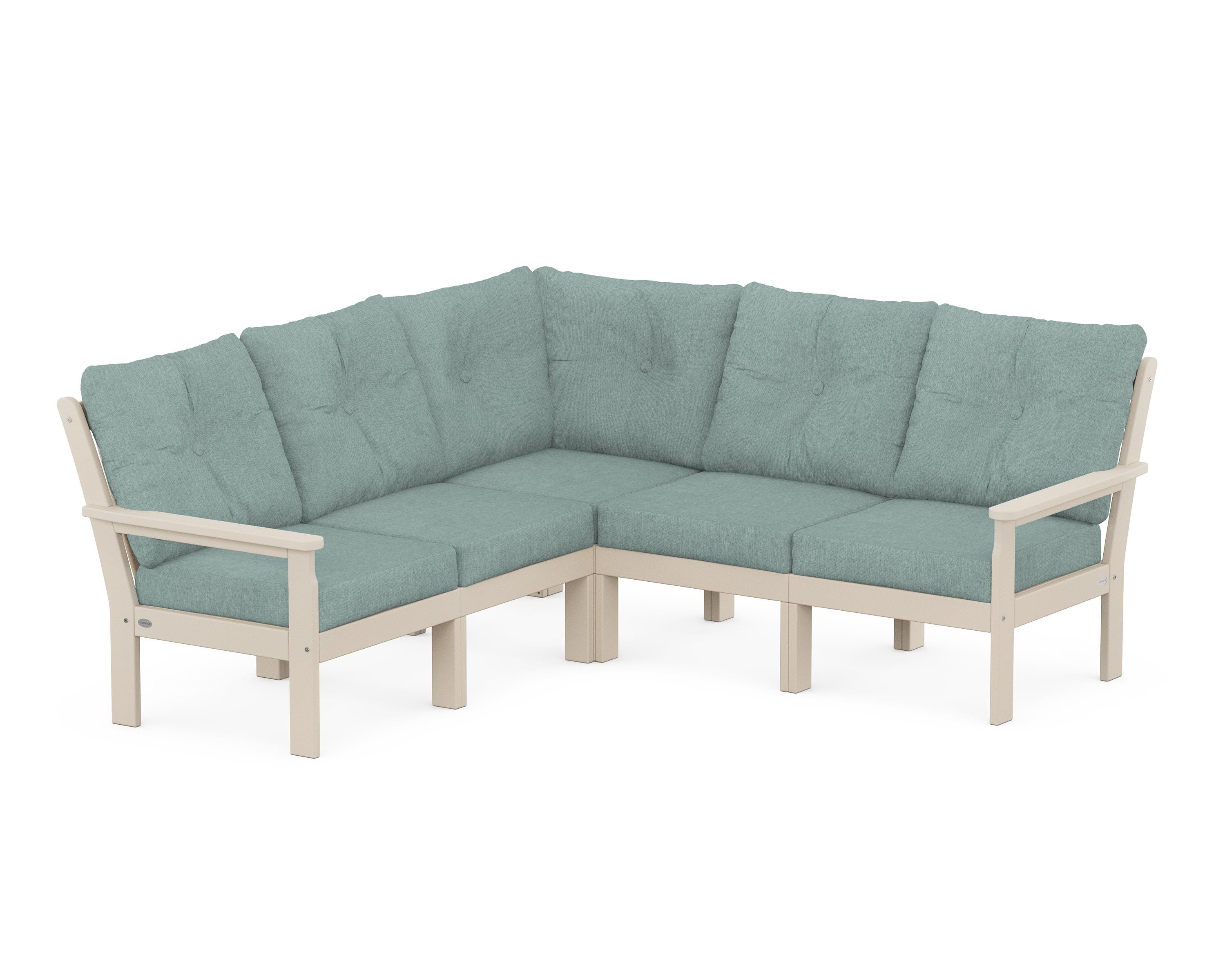 POLYWOOD Vineyard 5-Piece Sectional in Sand / Glacier Spa