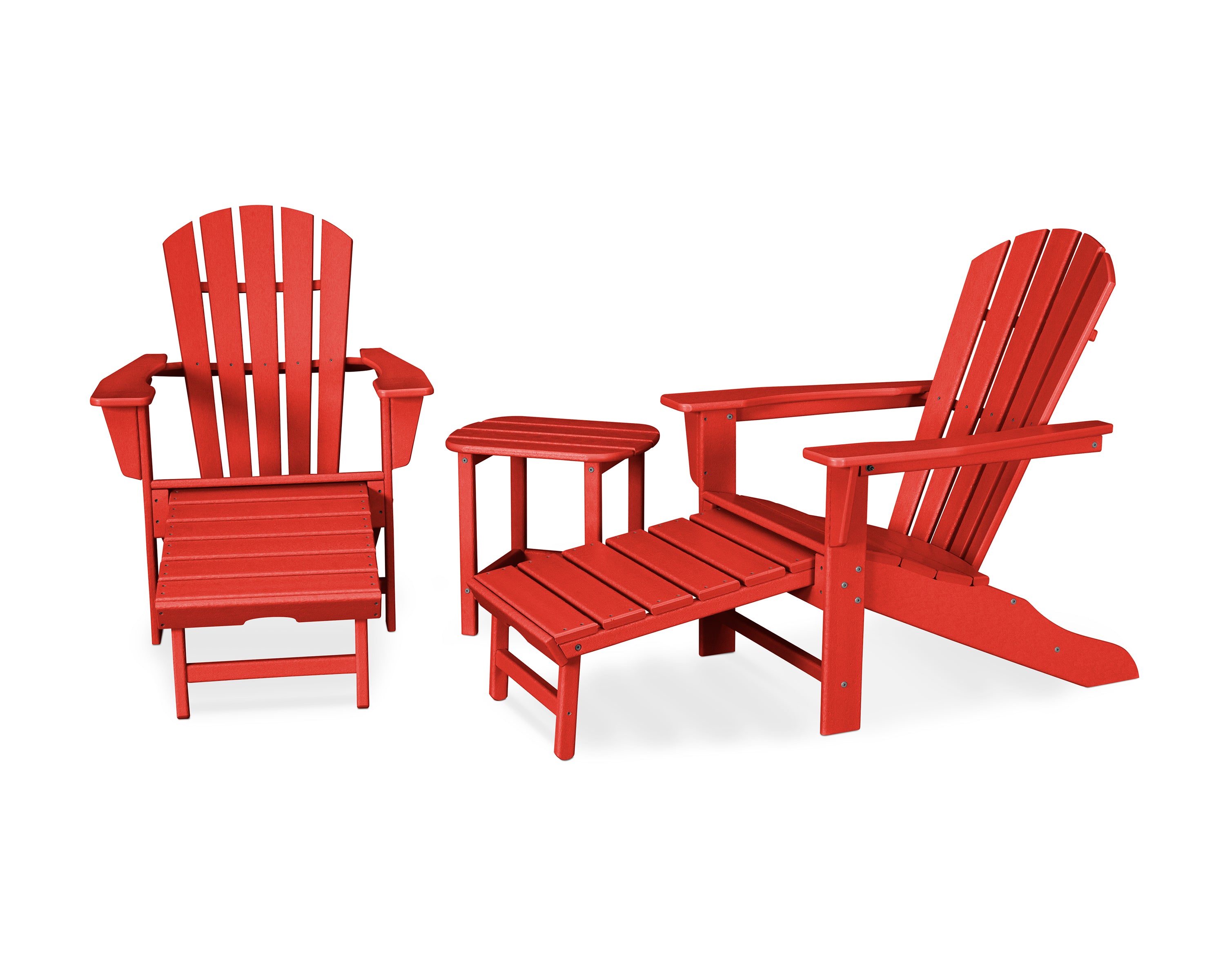 POLYWOOD Palm Coast Ultimate Adirondack 3-Piece Set in Sunset Red