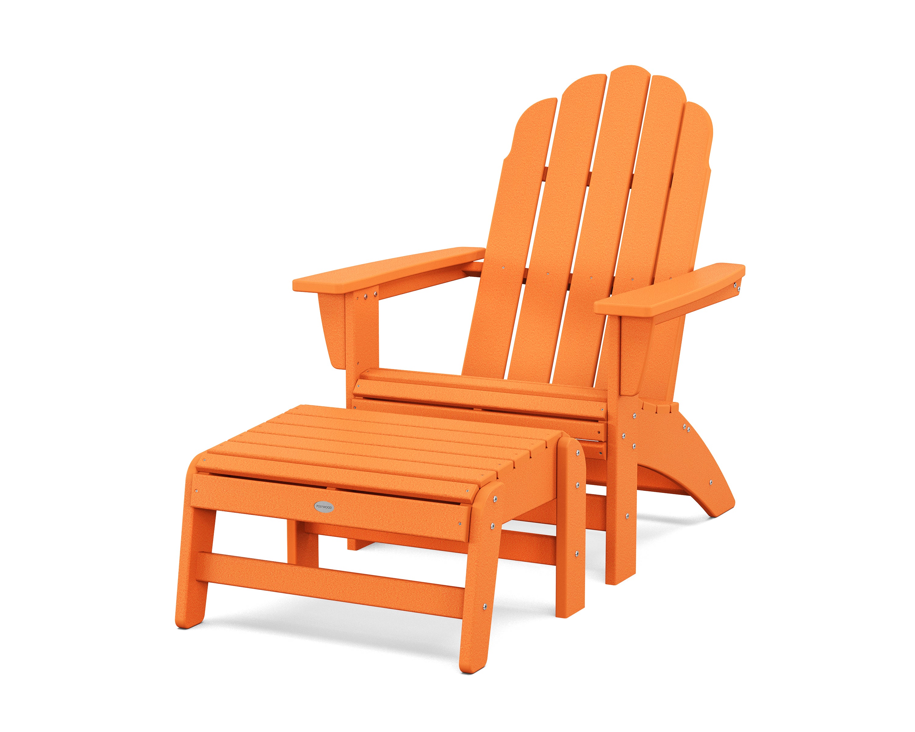 POLYWOOD Vineyard Grand Adirondack Chair with Ottoman in Tangerine