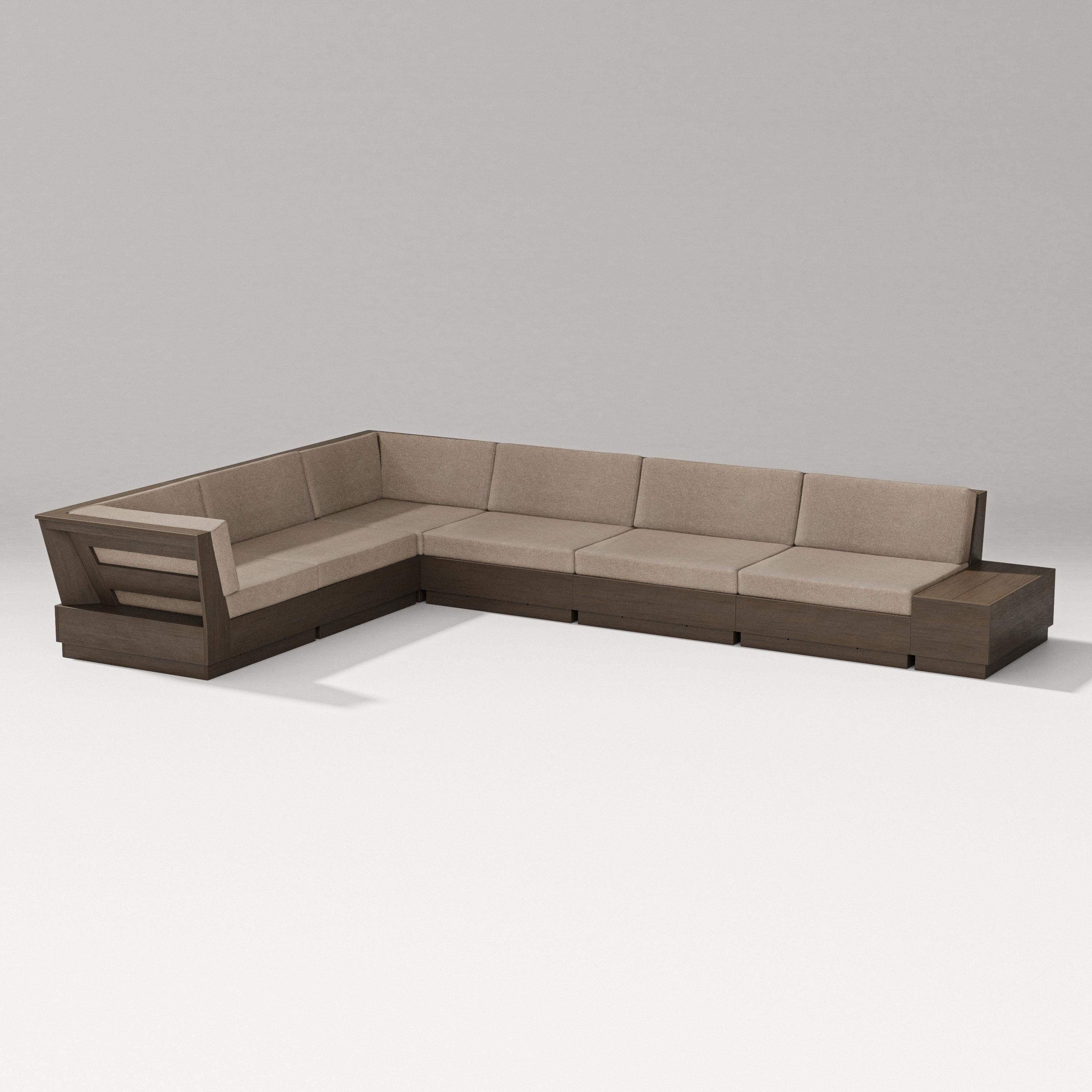 PW Designer Series Elevate 7-Piece Corner Sectional in Kona / Spiced Burlap
