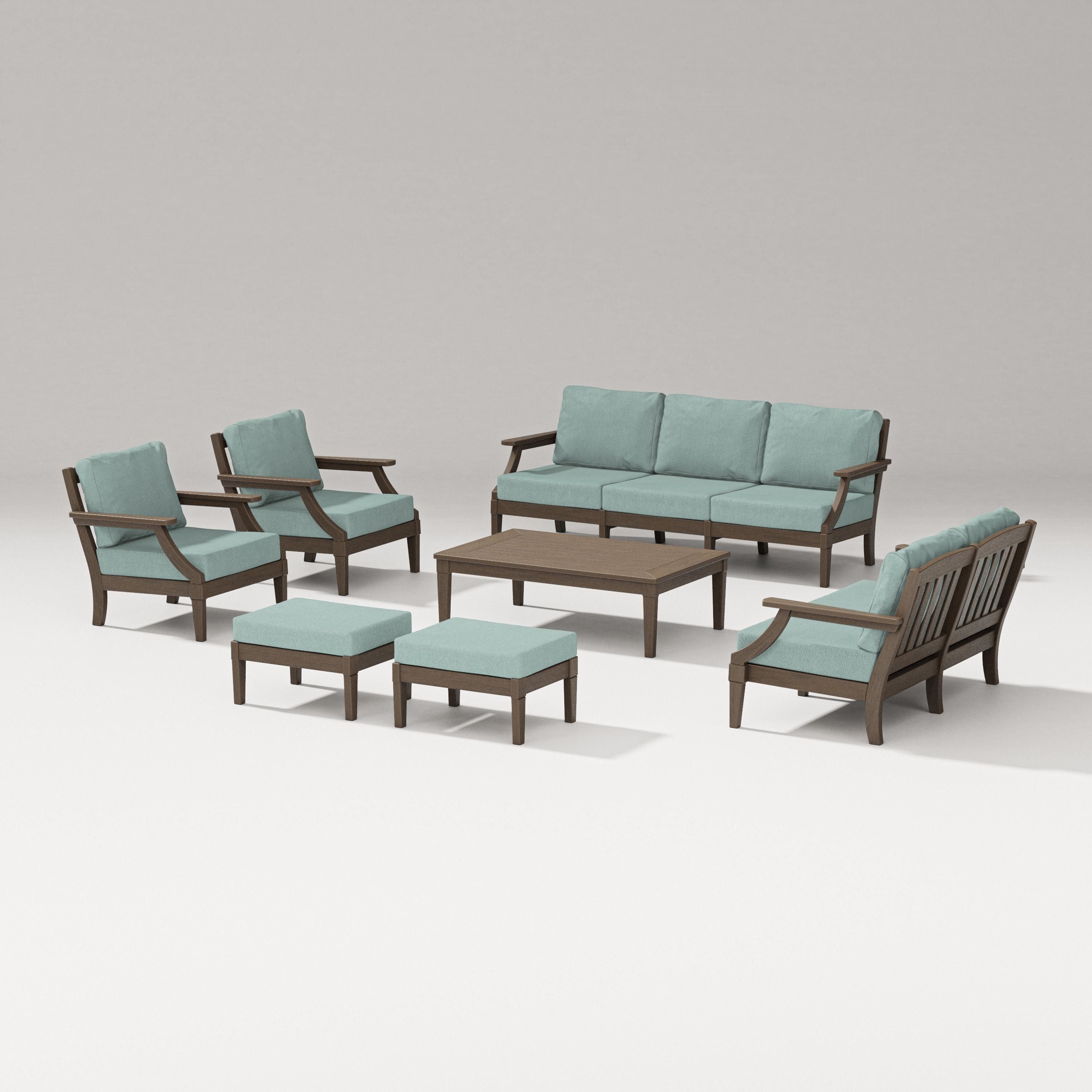PW Designer Series Estate 7-Piece Lounge Sofa Set in Kona / Glacier Spa
