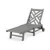 POLYWOOD Chippendale Chaise with Wheels in Slate Grey
