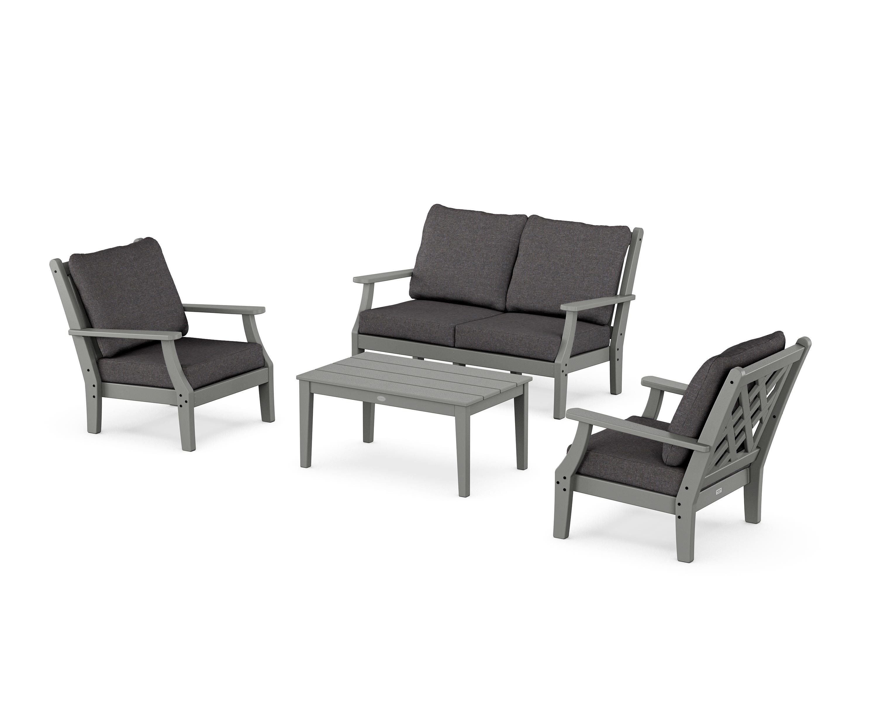 Country Living Wovendale 4-Piece Deep Seating Set with Loveseat in Slate Grey / Ash Charcoal