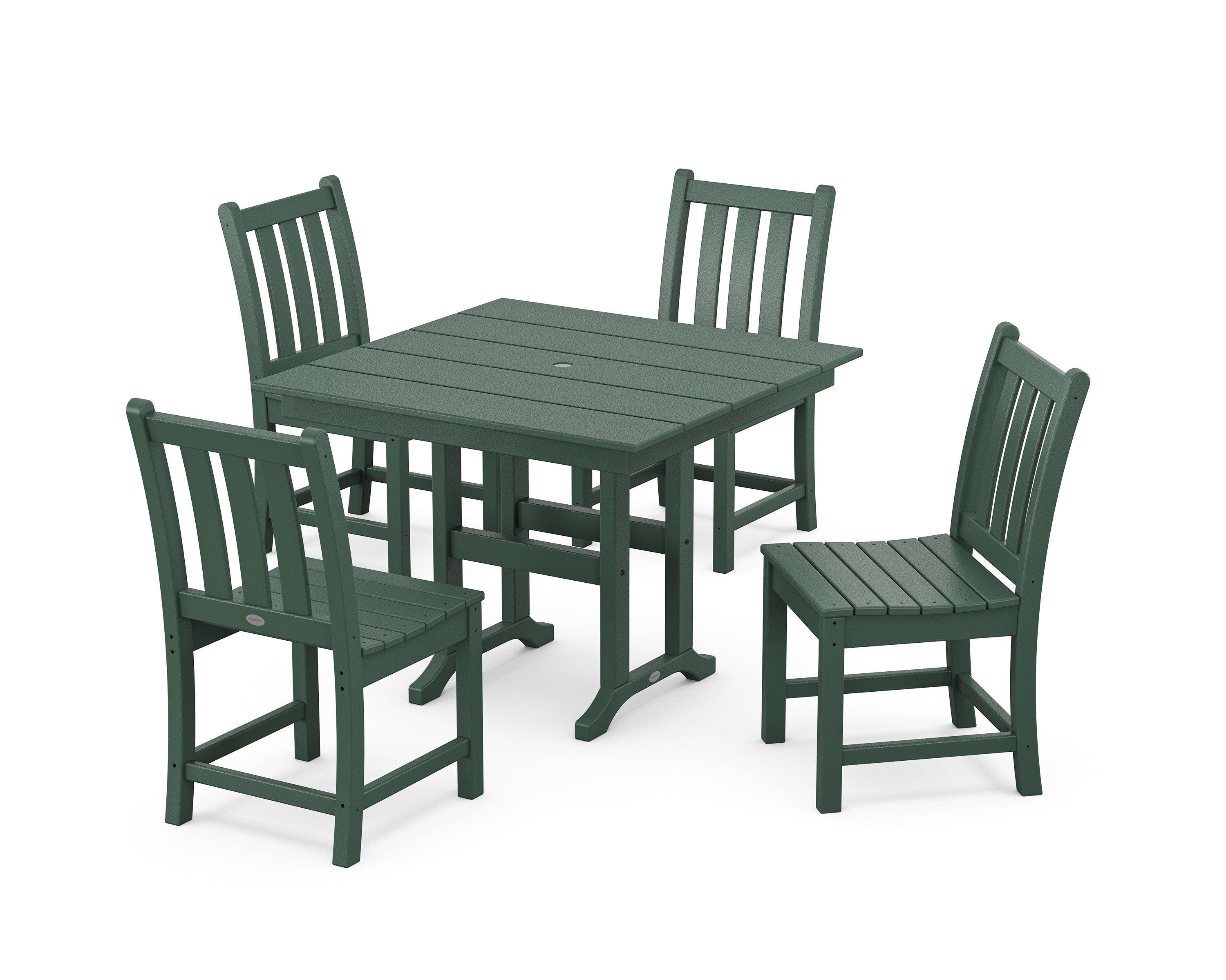 POLYWOOD Traditional Garden Side Chair 5-Piece Farmhouse Dining Set in Green