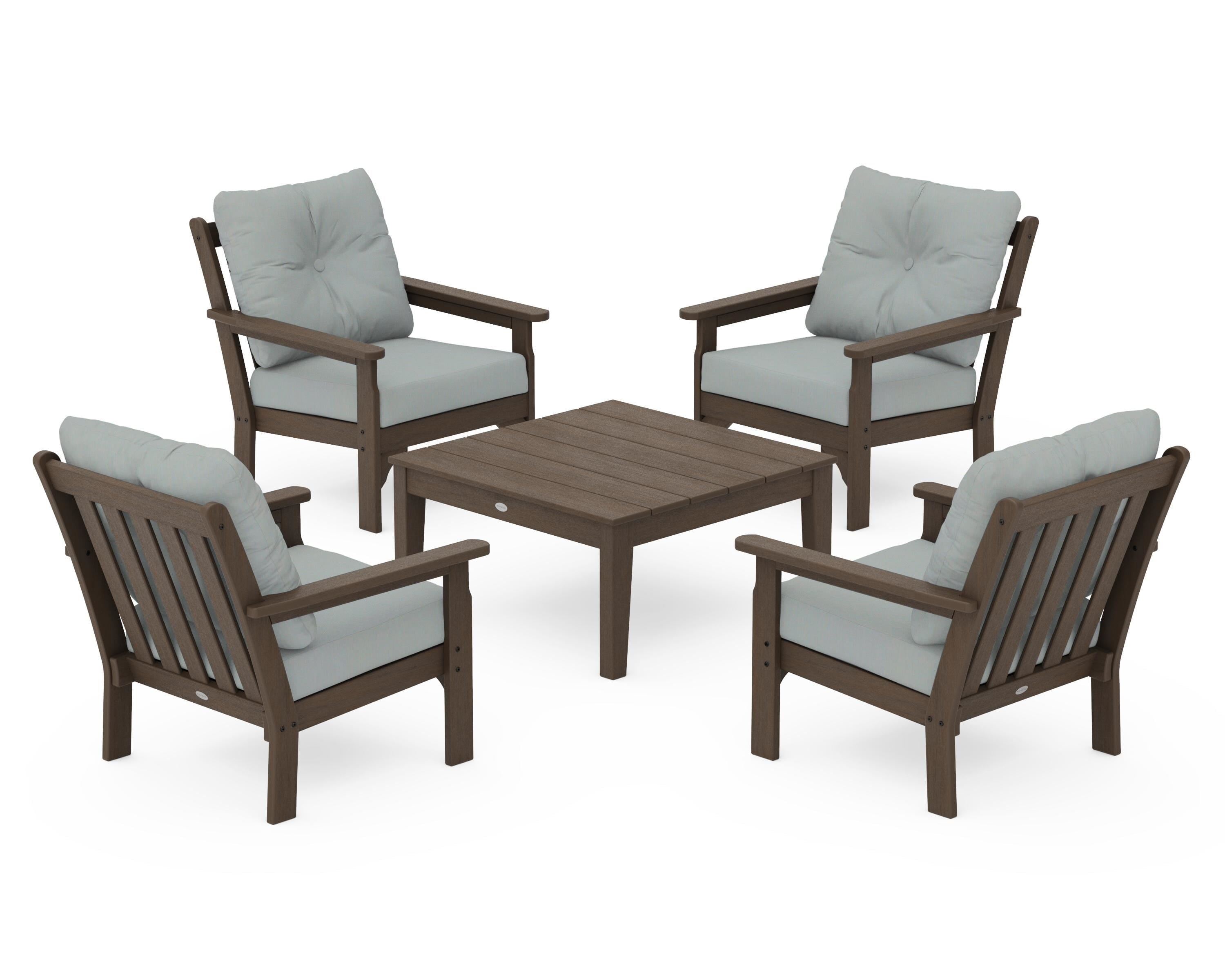 POLYWOOD Vineyard 5-Piece Deep Seating Conversation Set in Kona / Spa
