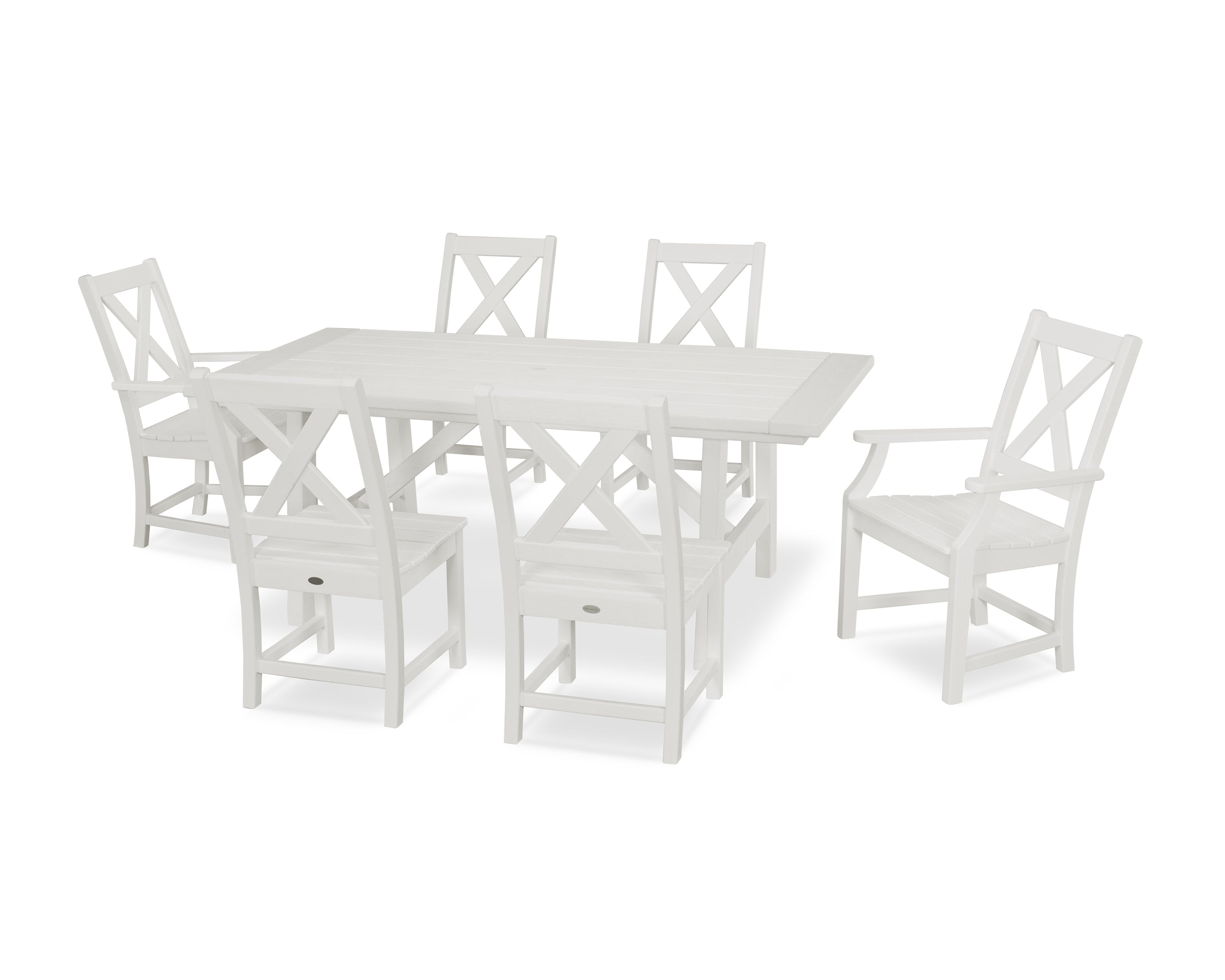 POLYWOOD Braxton 7-Piece Rustic Farmhouse Dining Set in White