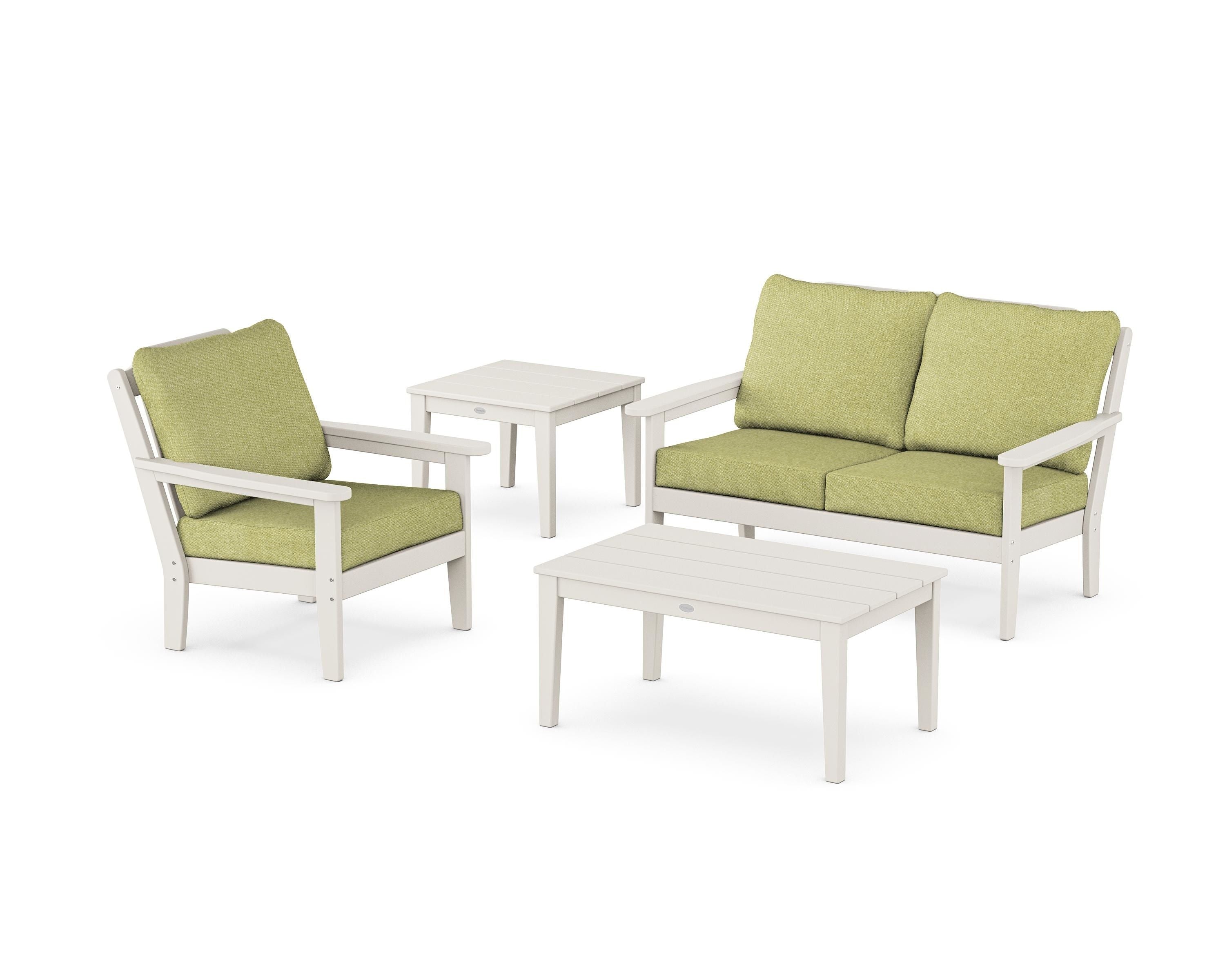 Country Living Wovendale 4-Piece Deep Seating Set in Sand / Chartreuse Boucle