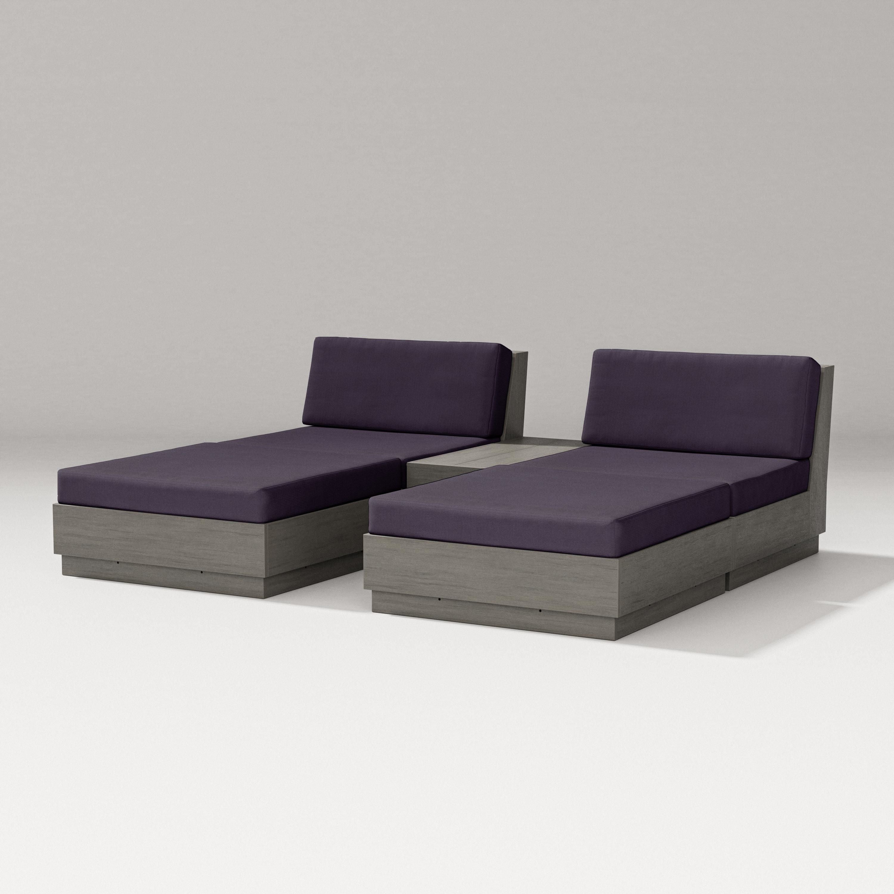 PW Designer Series Elevate Double Chaise Set in Driftwood / Navy Linen