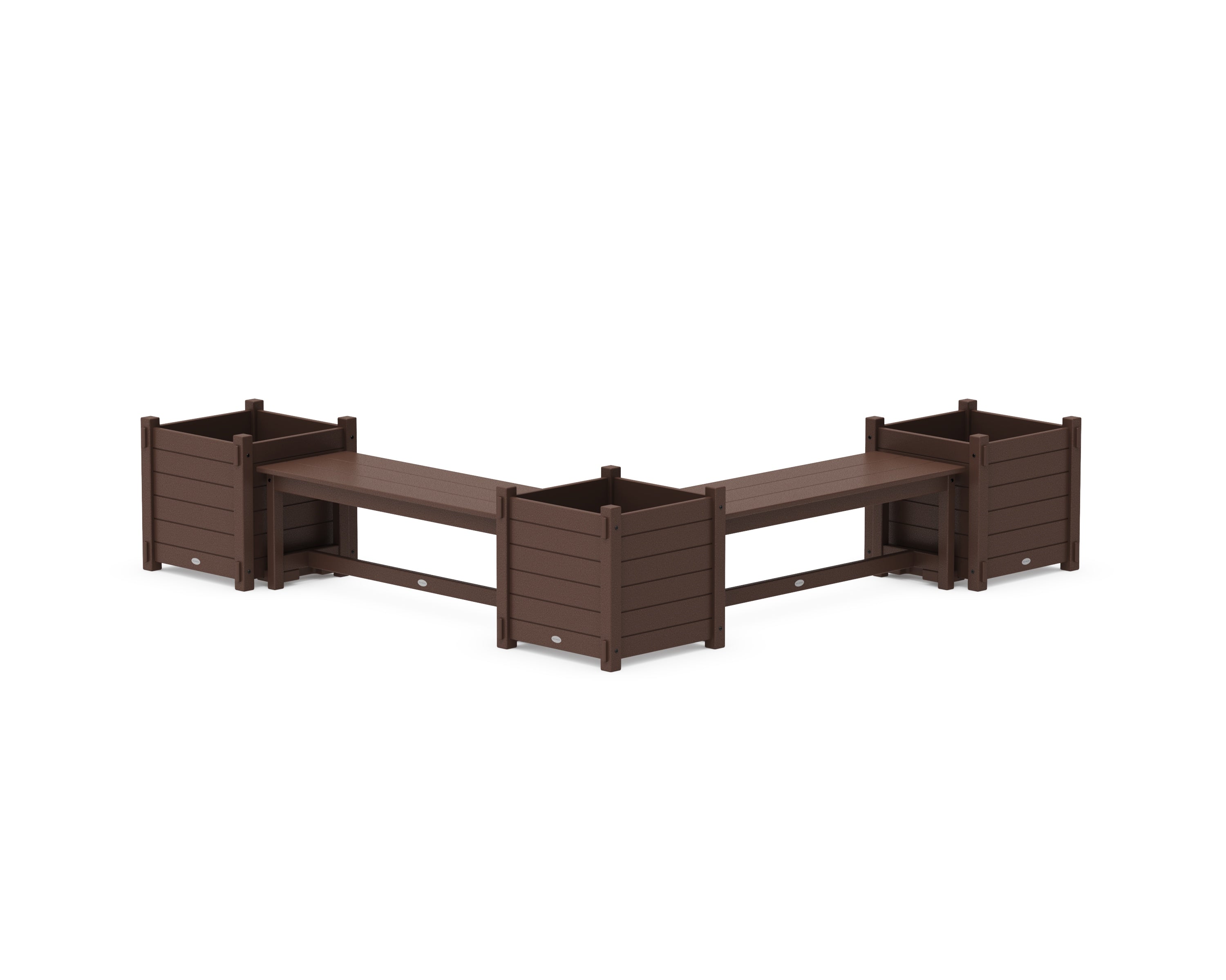 POLYWOOD 48" Nautical L- Shaped Planter Bench Corner Set - Large in Mahogany
