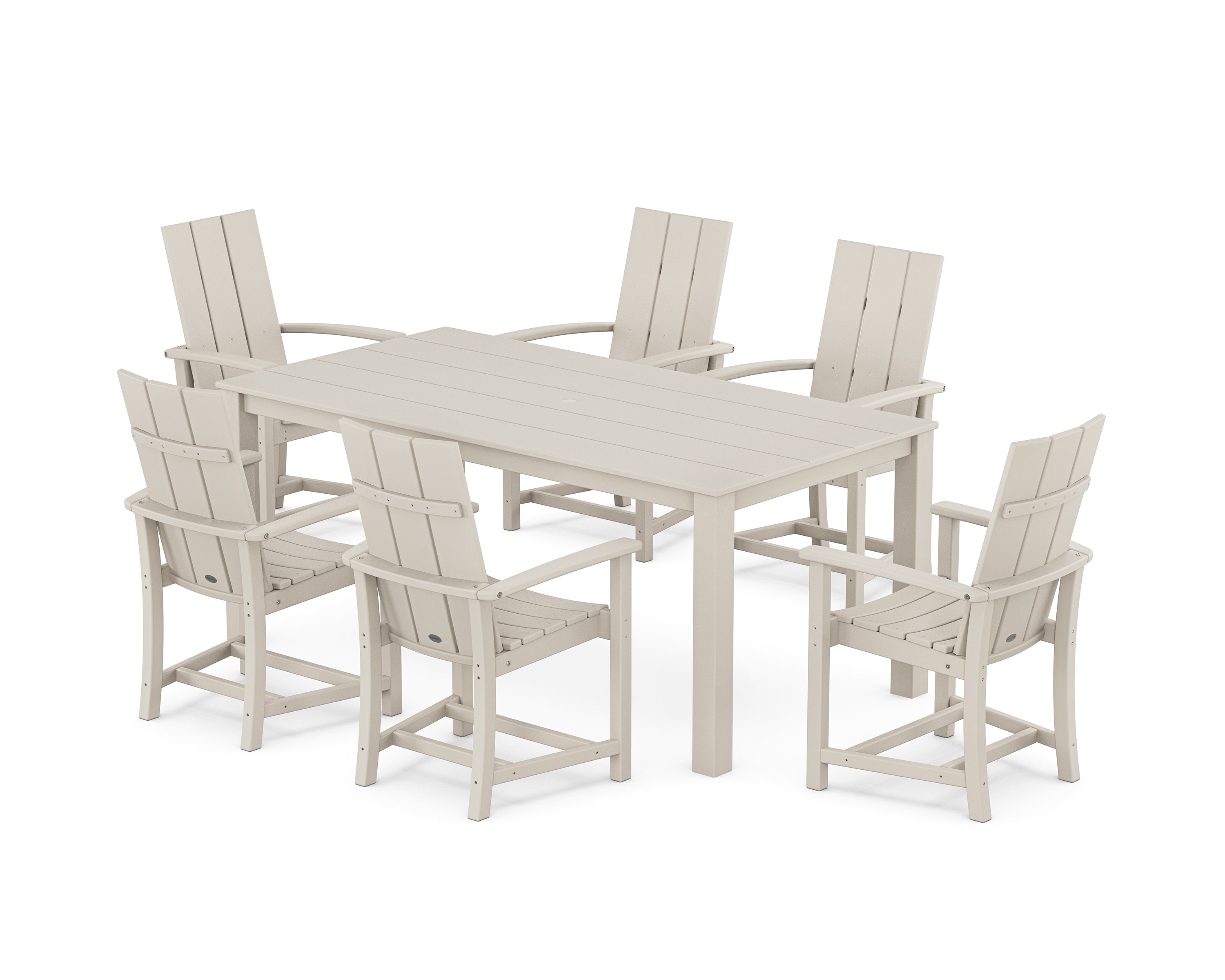 POLYWOOD Modern Adirondack 7-Piece Parsons Dining Set in Sand