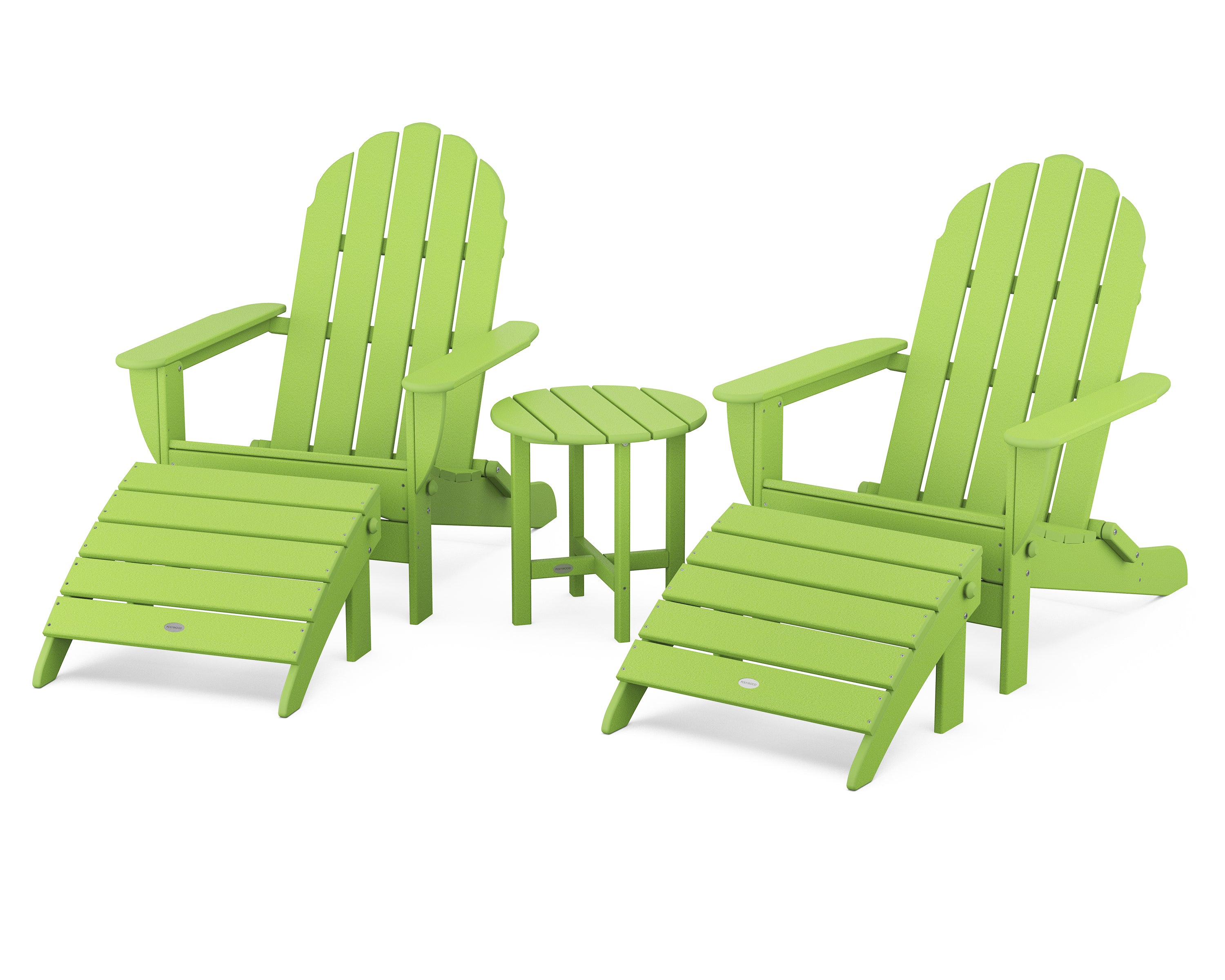 POLYWOOD Classic Oversized Adirondack 5-Piece Casual Set in Lime