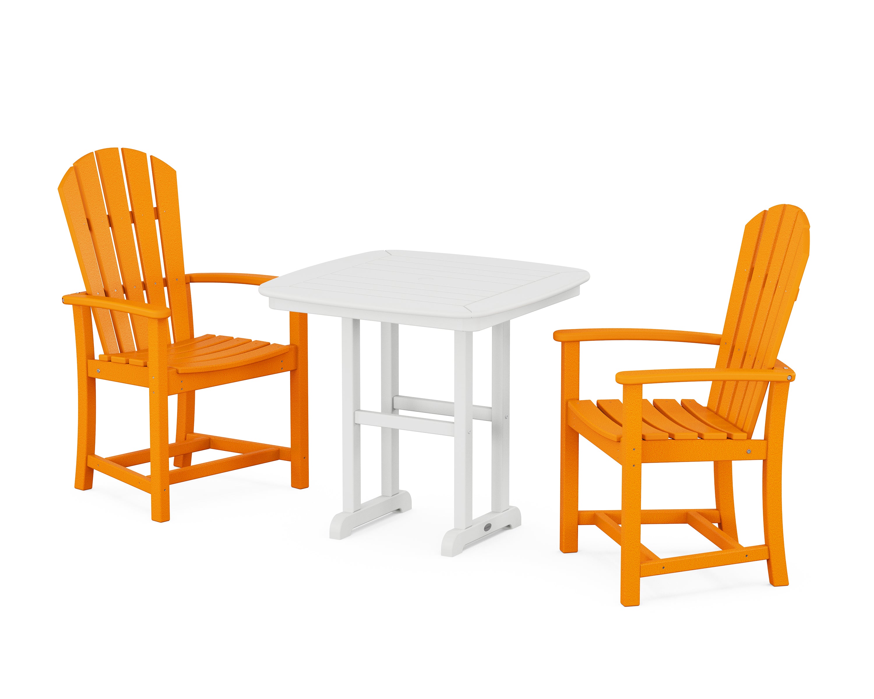 POLYWOOD Palm Coast 3-Piece Dining Set in Tangerine / White