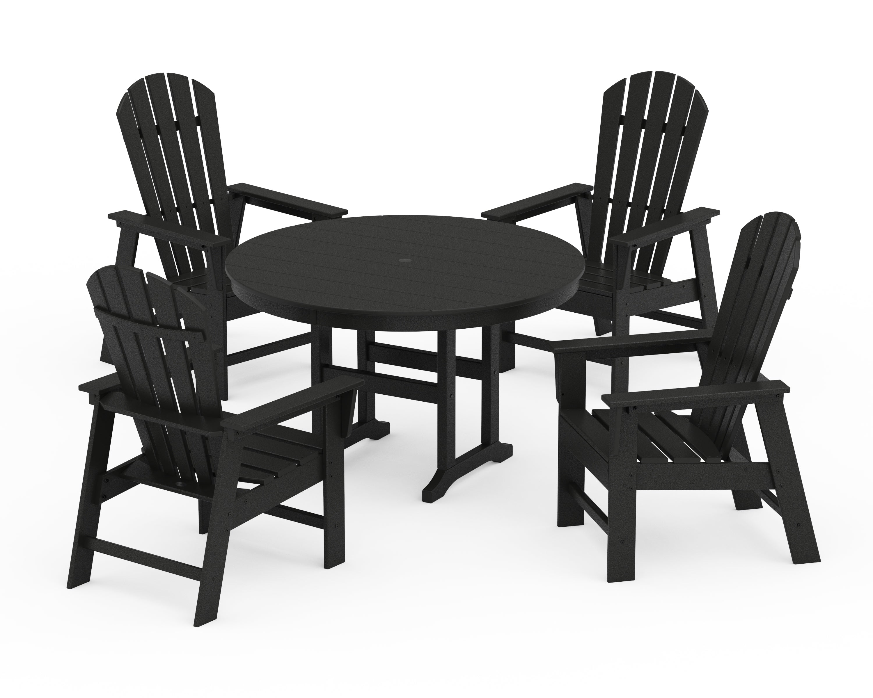 POLYWOOD South Beach 5-Piece Round Farmhouse Dining Set in Black