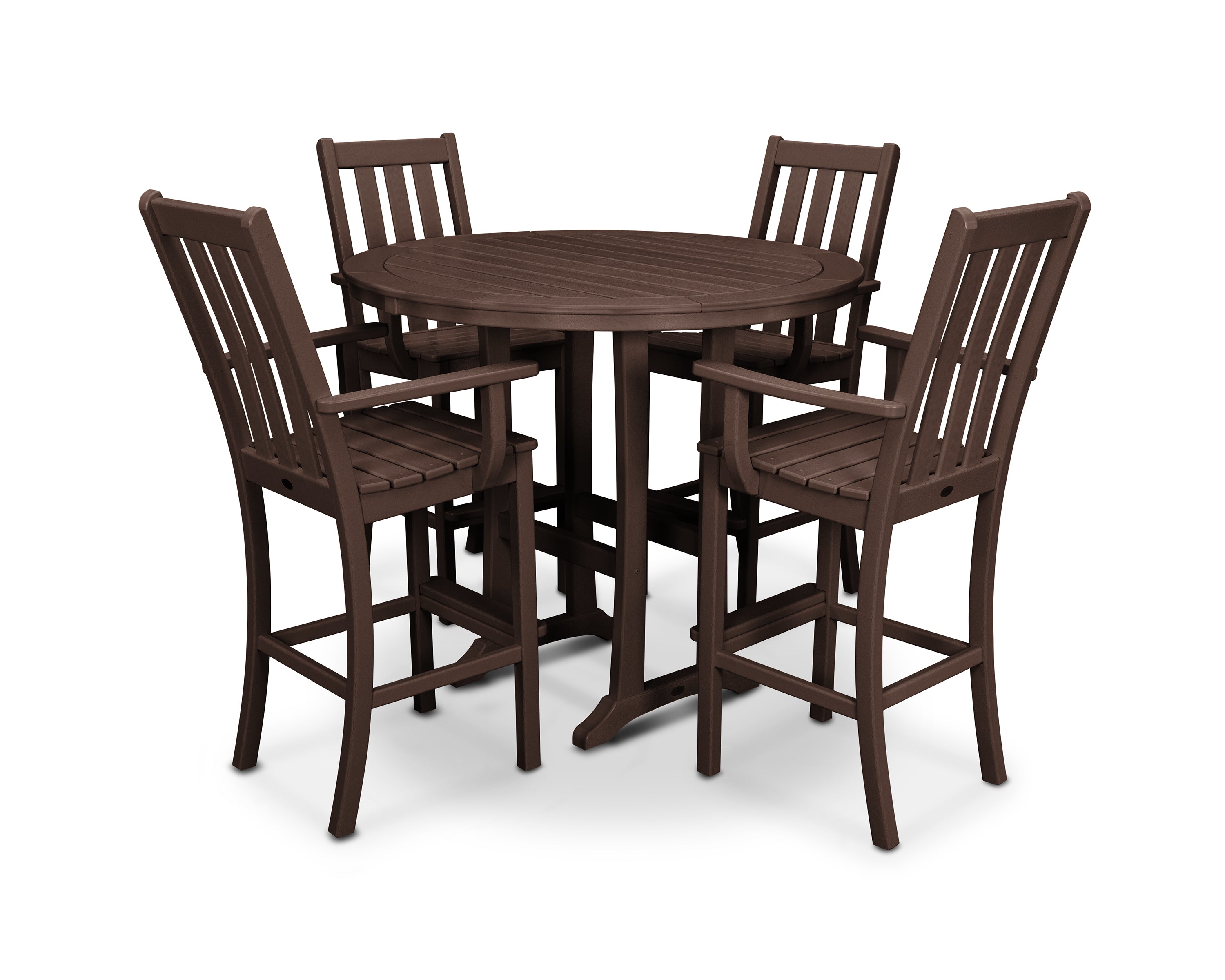 POLYWOOD® Vineyard 5-Piece Round Bar Set in Mahogany