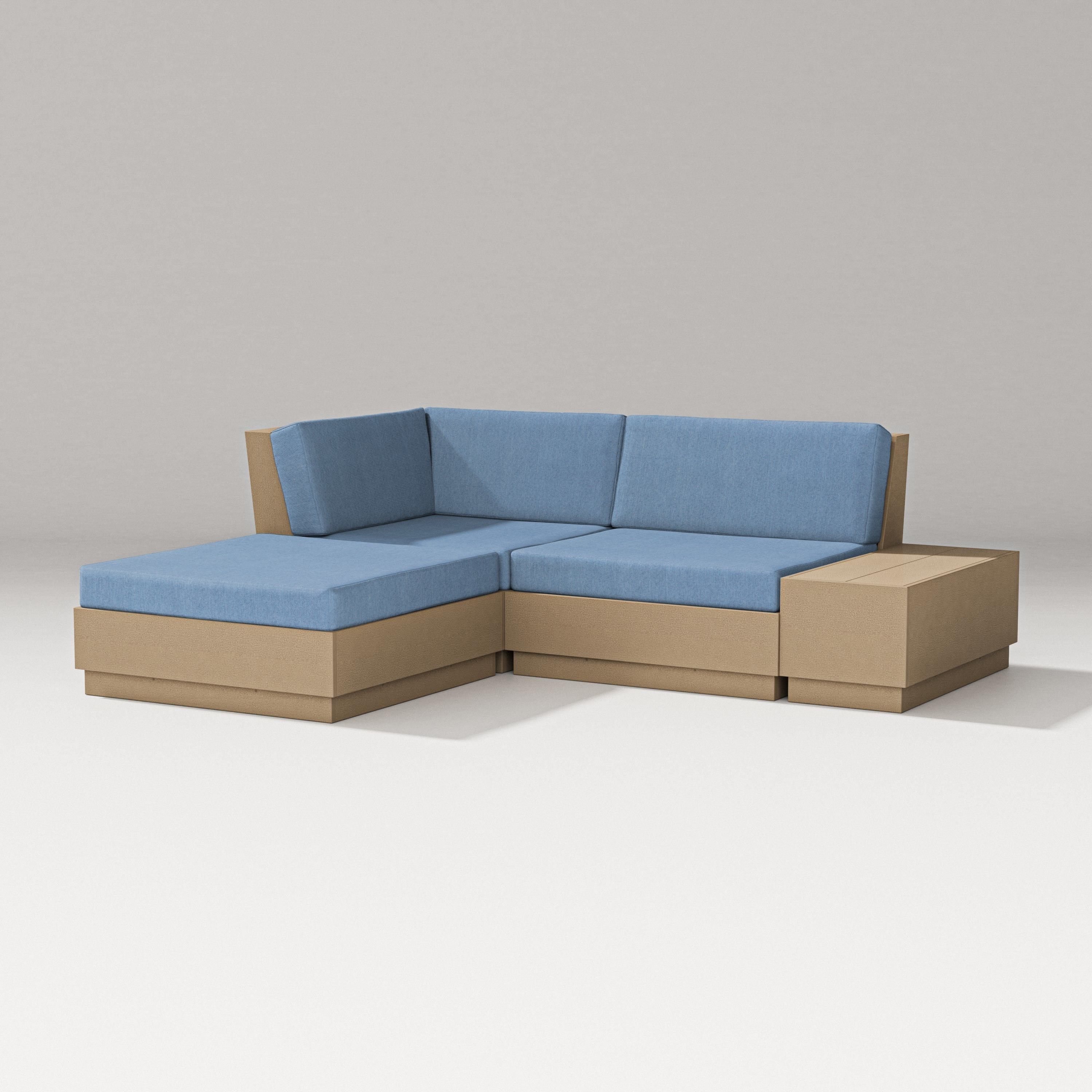 PW Designer Series Elevate Loveseat Sectional with Chaise in Vintage Sahara / Sky Blue