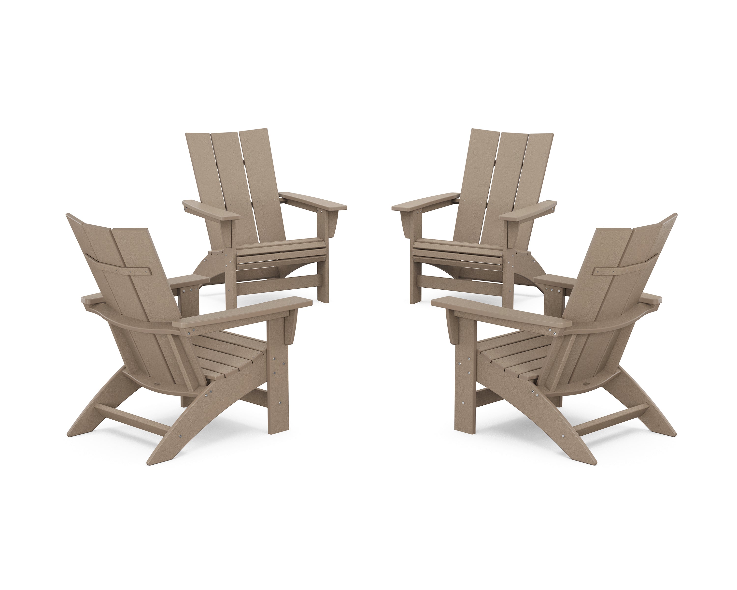 POLYWOOD 4-Piece Modern Grand Adirondack Chair Conversation Set in Vintage Sahara