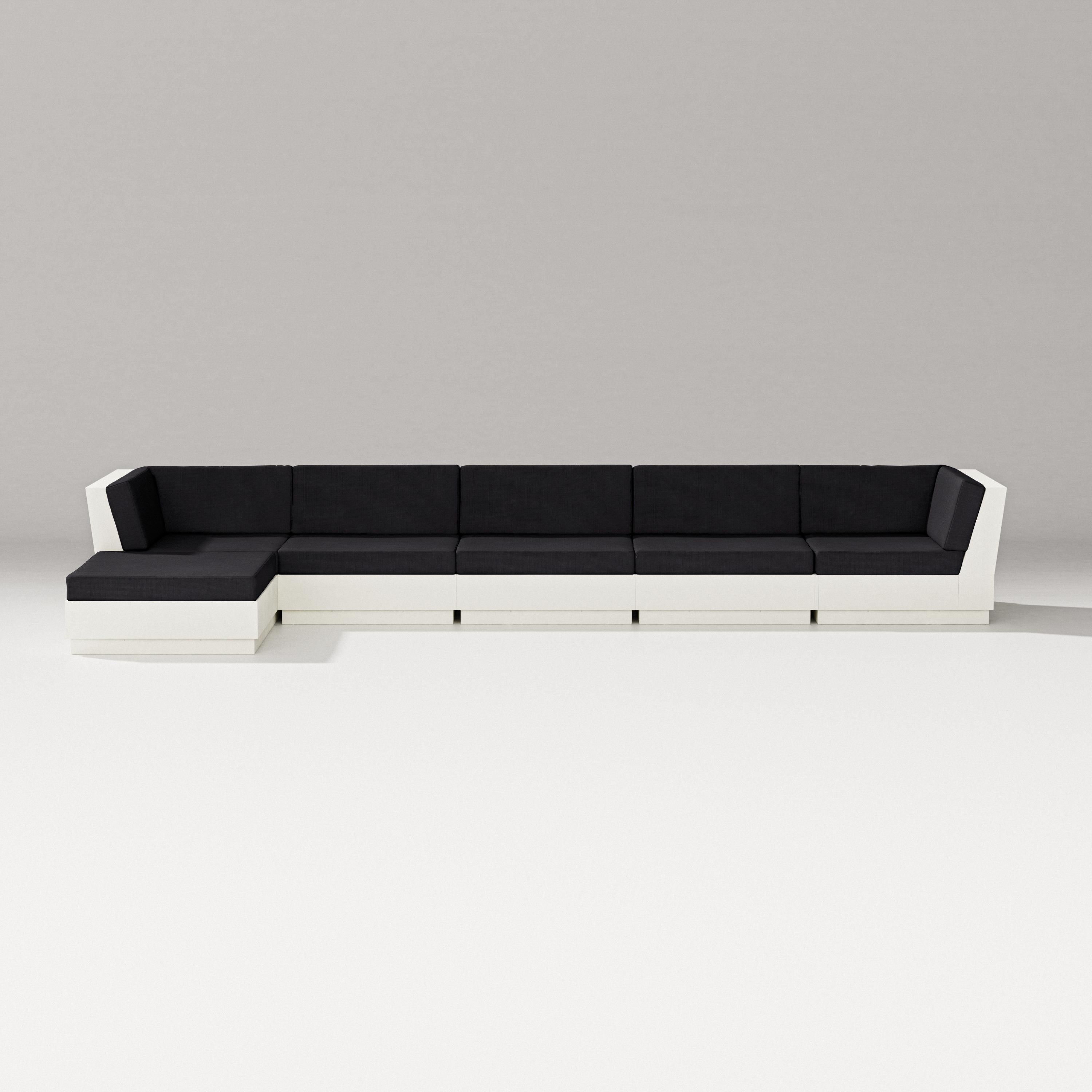 PW Designer Series Elevate 6-Piece Chaise Sectional in Vintage White / Midnight Linen