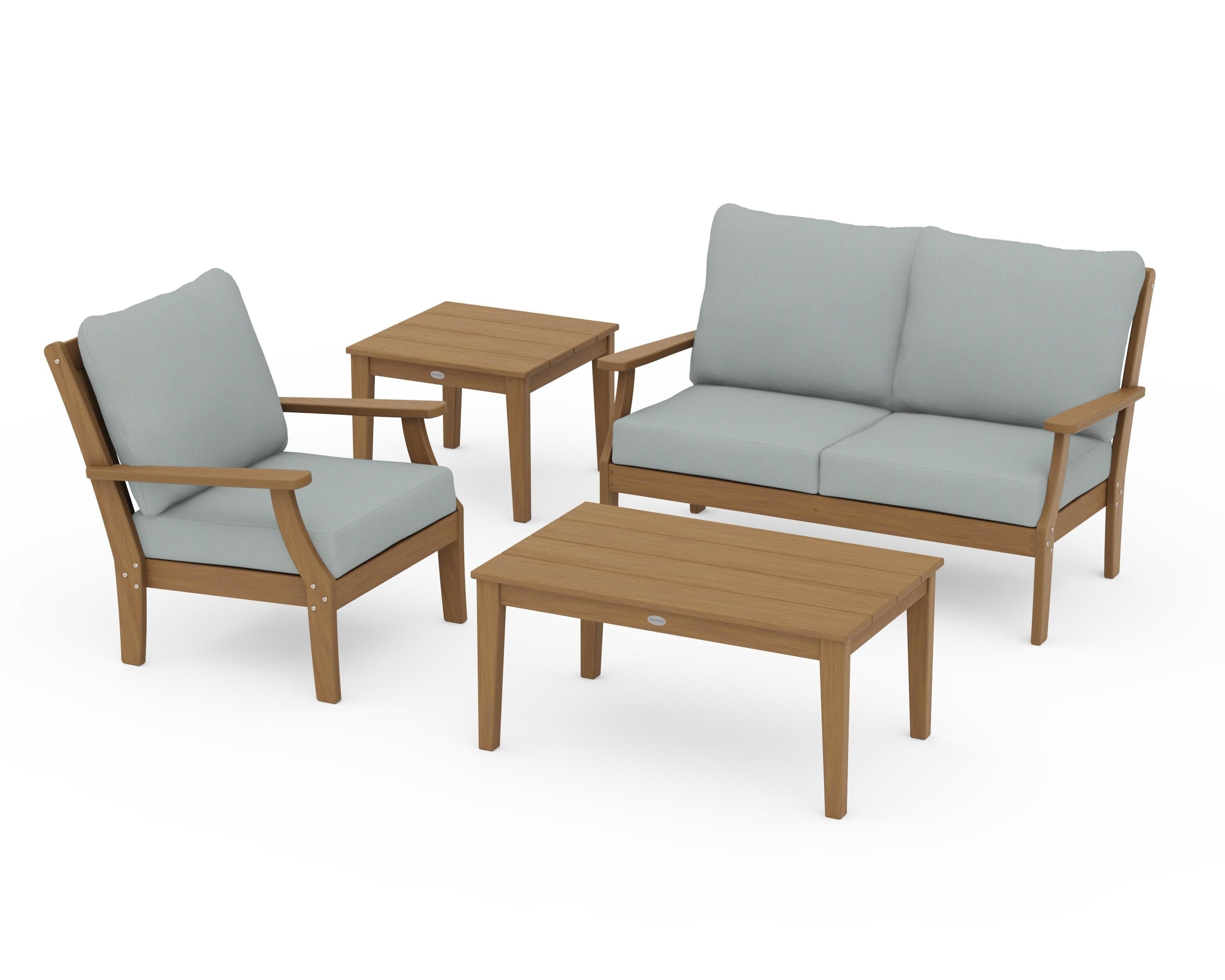 POLYWOOD Braxton 4-Piece Deep Seating Set in Natural / Spa