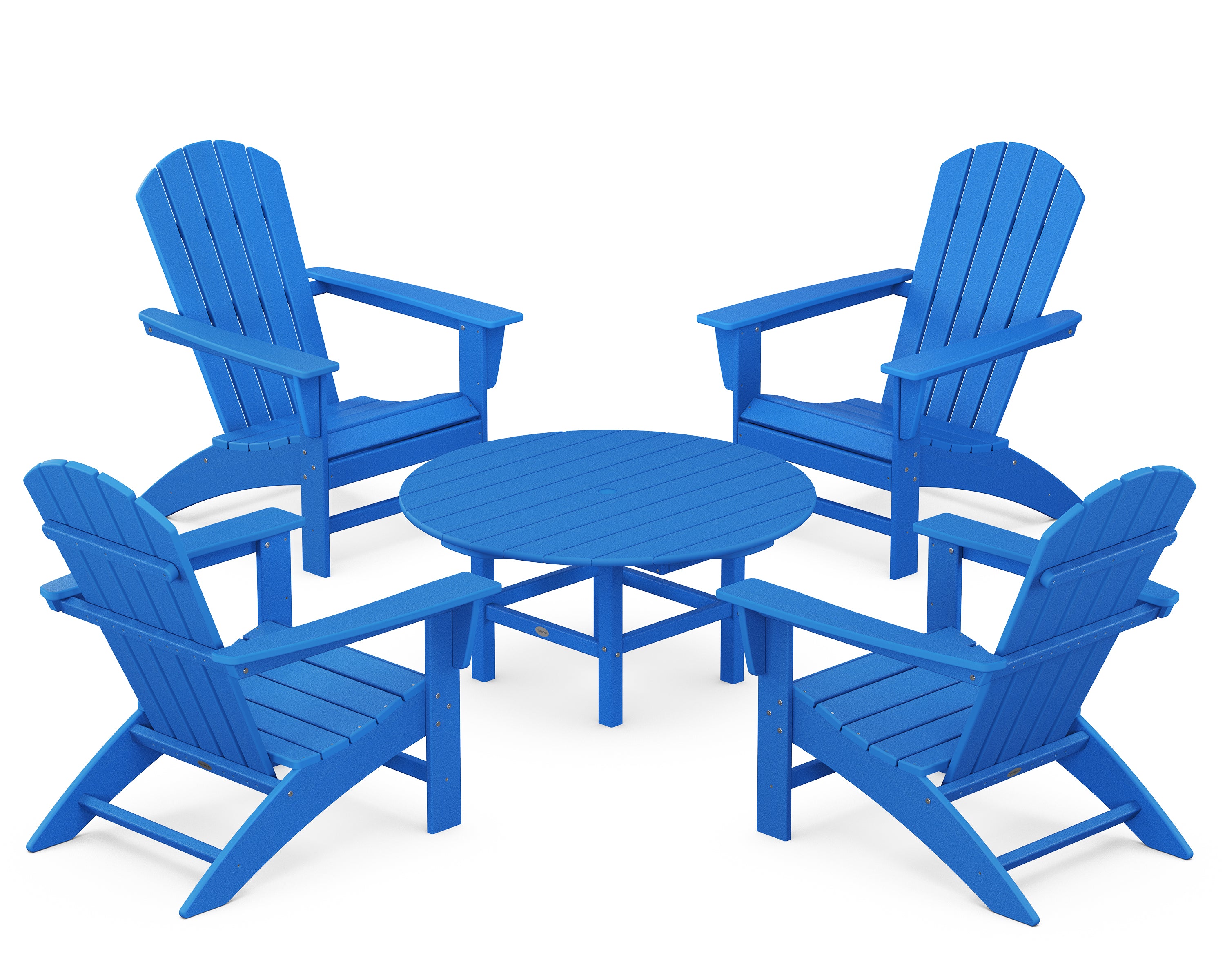 POLYWOOD Nautical 5-Piece Adirondack Chair Conversation Set in Pacific Blue