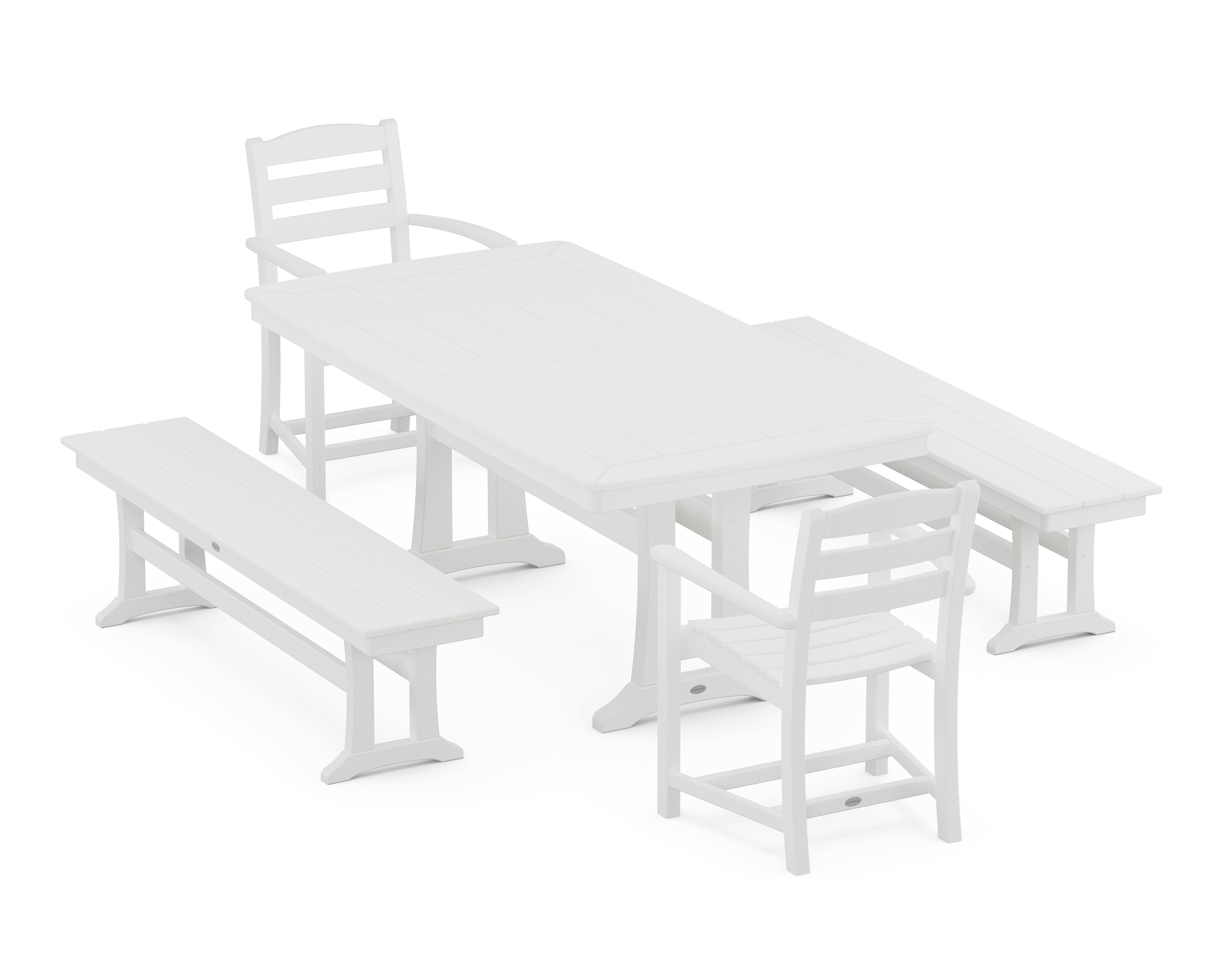 POLYWOOD La Casa Cafe 5-Piece Dining Set with Trestle Legs in White