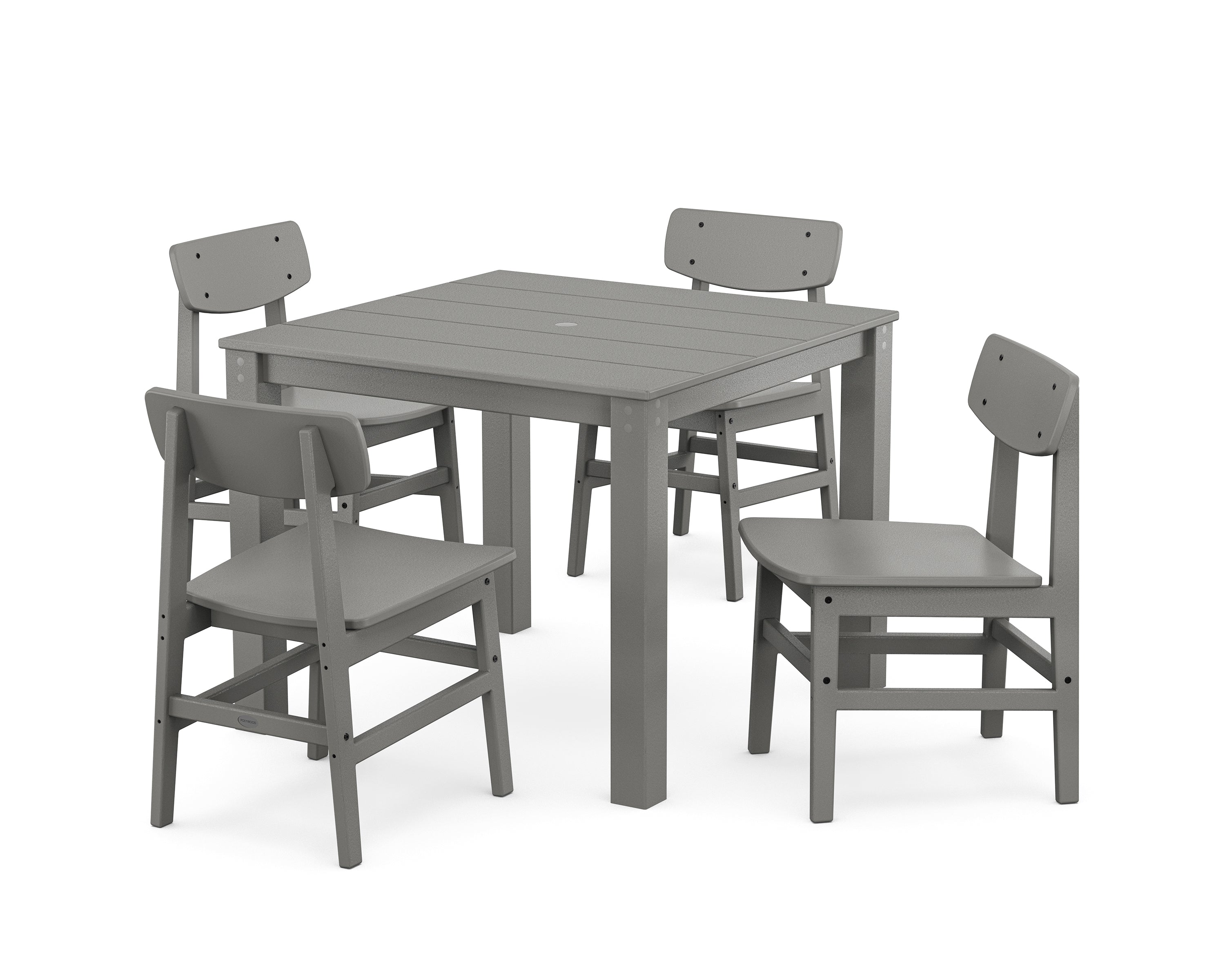 POLYWOOD Modern Studio Urban Chair 5-Piece Parsons Dining Set in Slate Grey