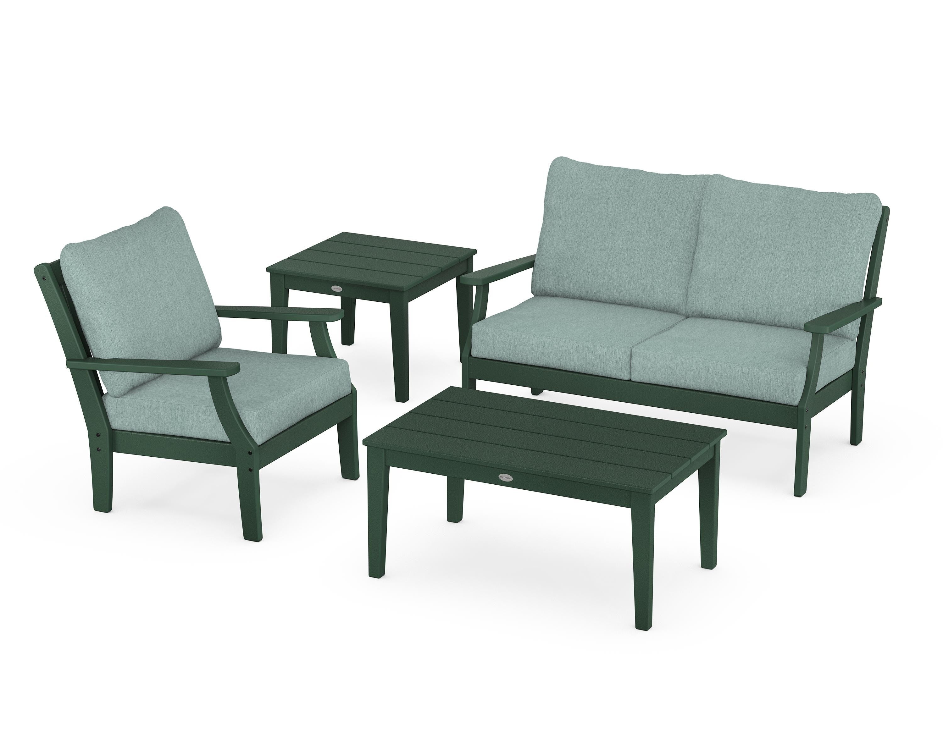 POLYWOOD Braxton 4-Piece Deep Seating Set in Green / Glacier Spa