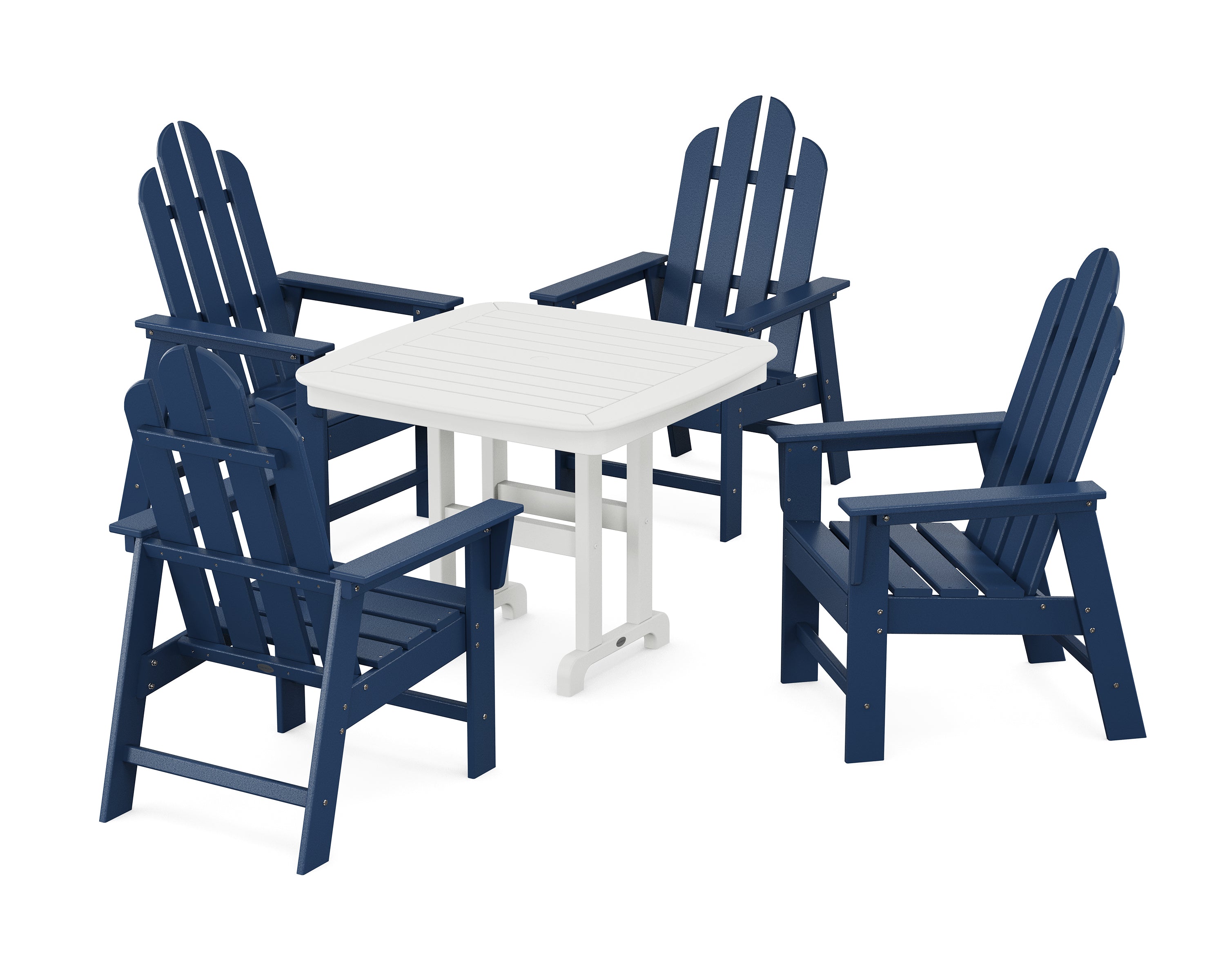 POLYWOOD Long Island 5-Piece Dining Set in Navy / White