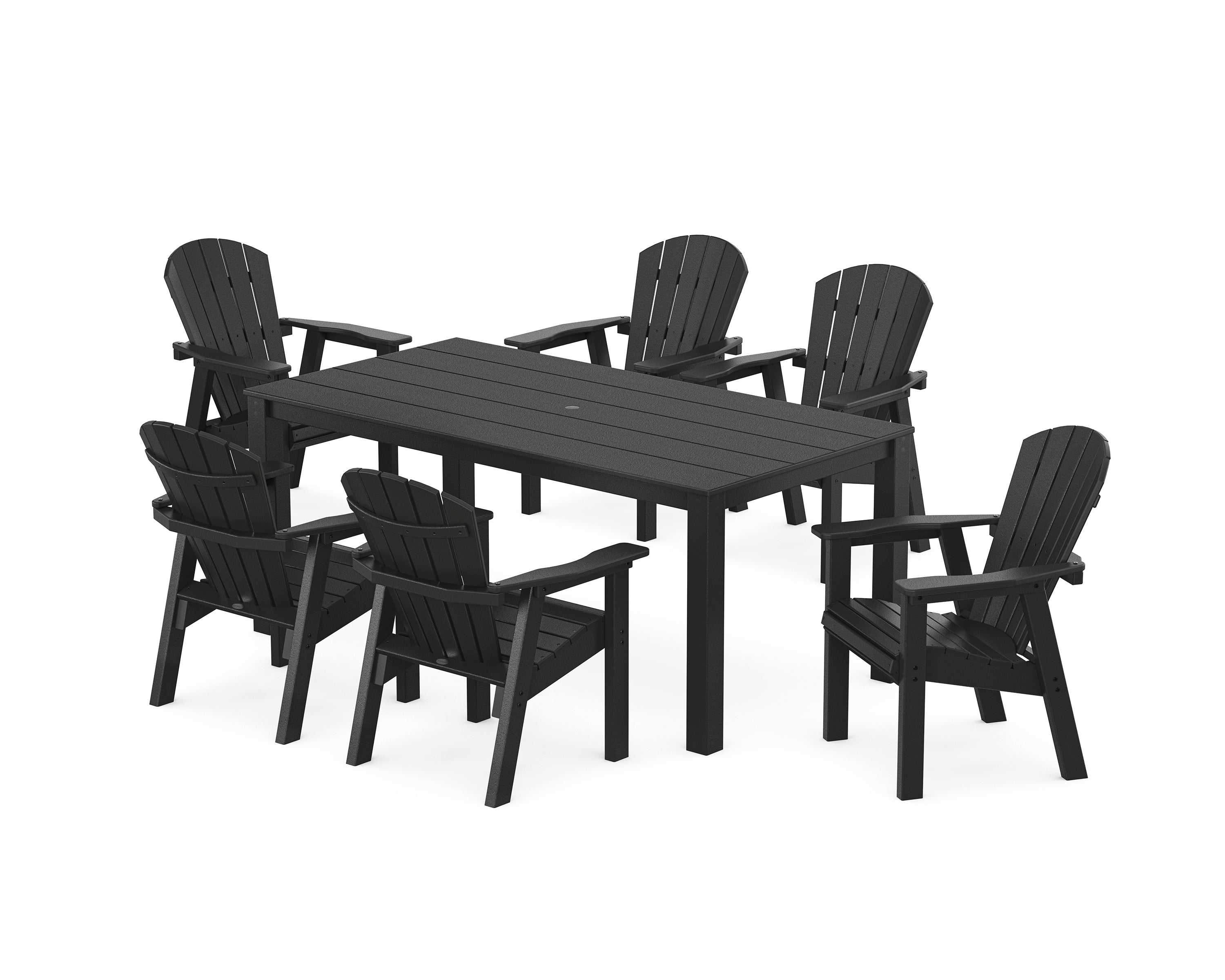 POLYWOOD Seashell 7-Piece Parsons Dining Set in Black