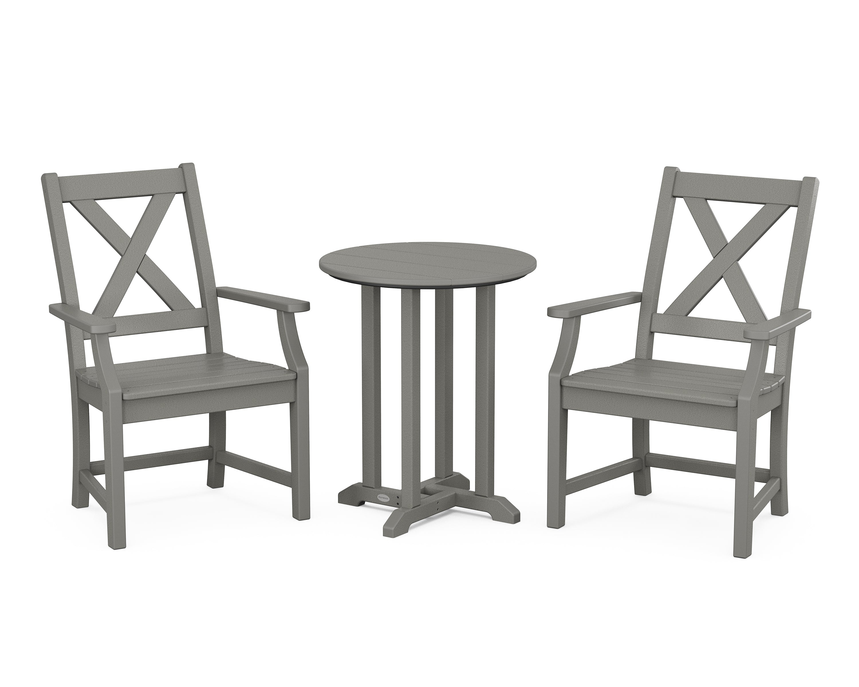 POLYWOOD Braxton 3-Piece Round Bistro Dining Set in Slate Grey