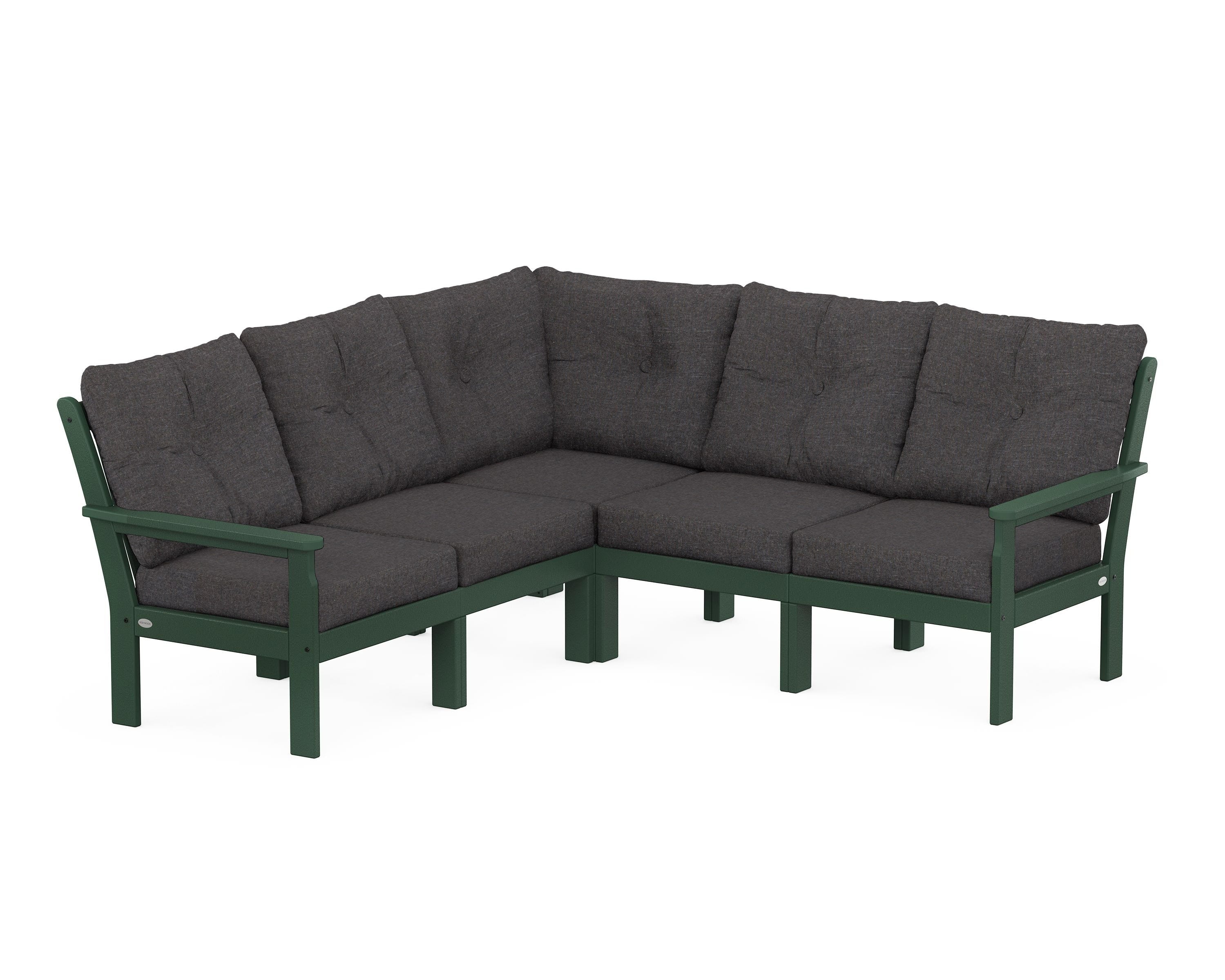 POLYWOOD Vineyard 5-Piece Sectional in Green / Ash Charcoal