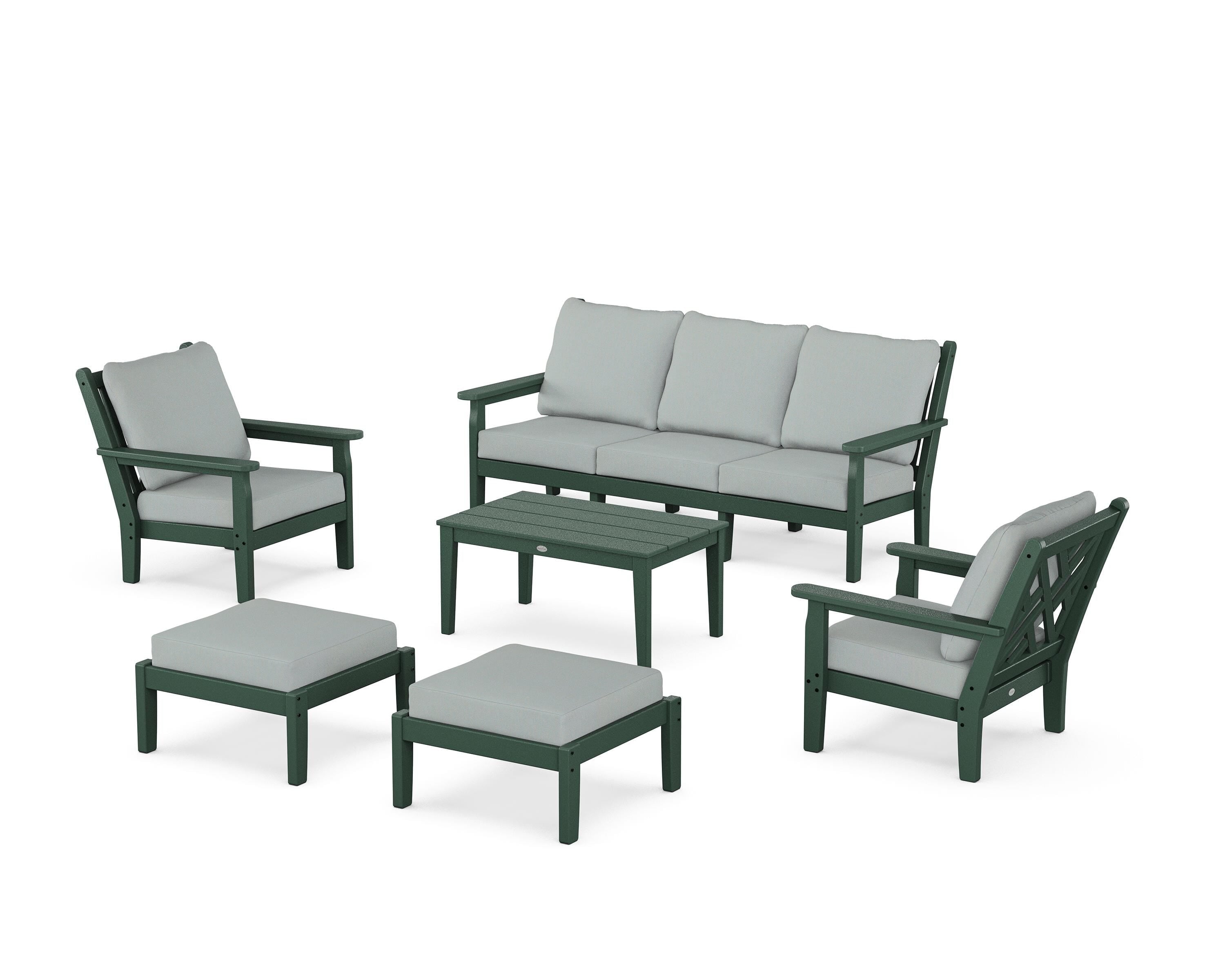 POLYWOOD Chippendale 6-Piece Lounge Sofa Set in Green / Spa