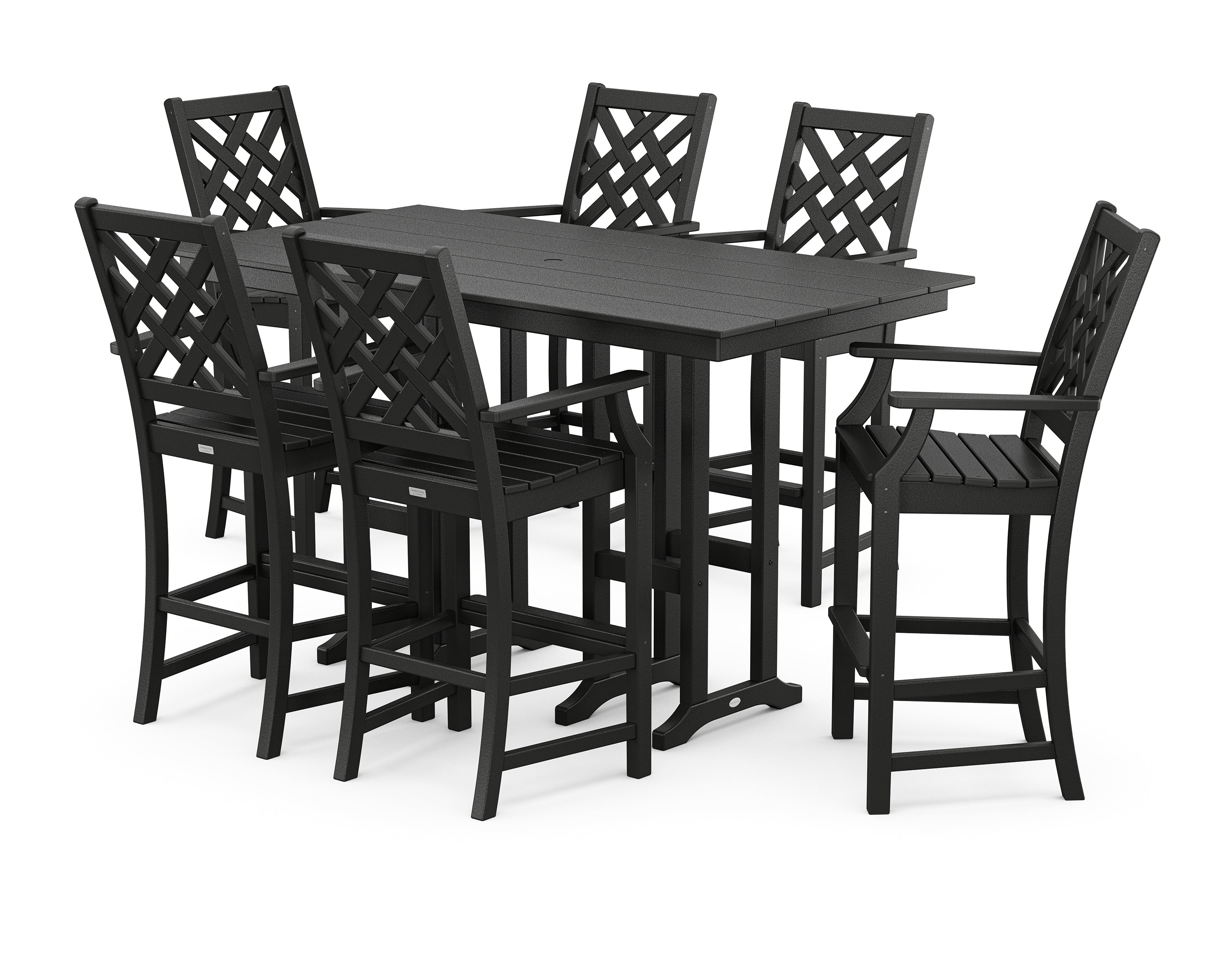 Country Living Wovendale Arm Chair 7-Piece Farmhouse Bar Set in Black