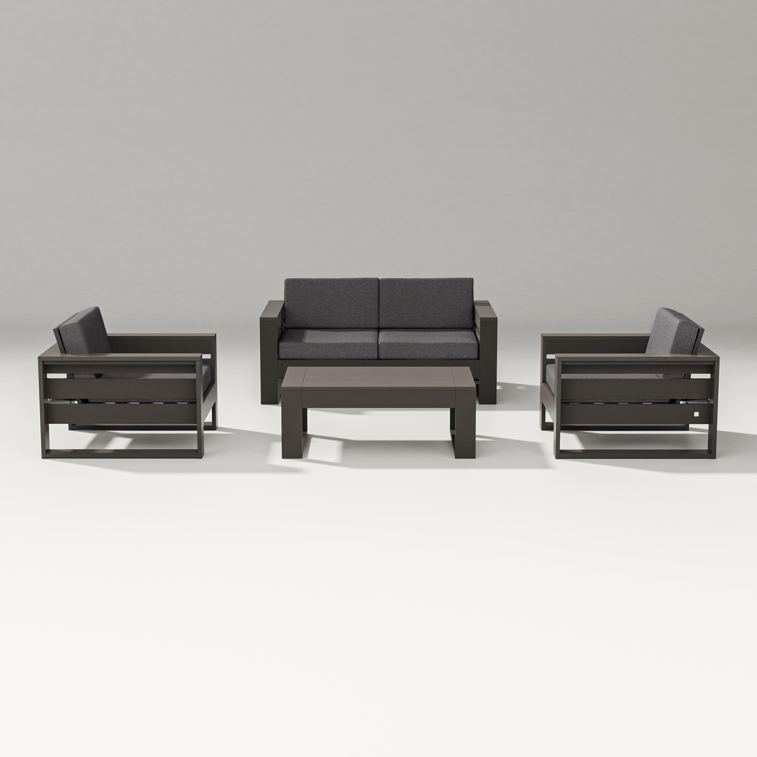 PW Designer Series Latitude 4-Piece Lounge Loveseat Set in Vintage Coffee / Ash Charcoal