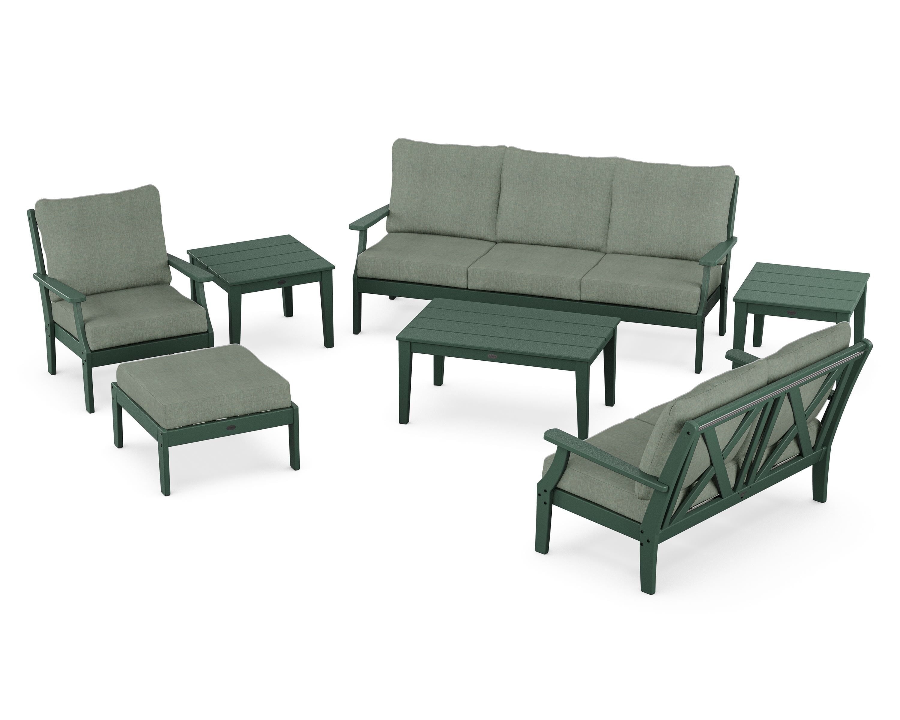 POLYWOOD Braxton 7-Piece Deep Seating Set in Green / Cast Sage