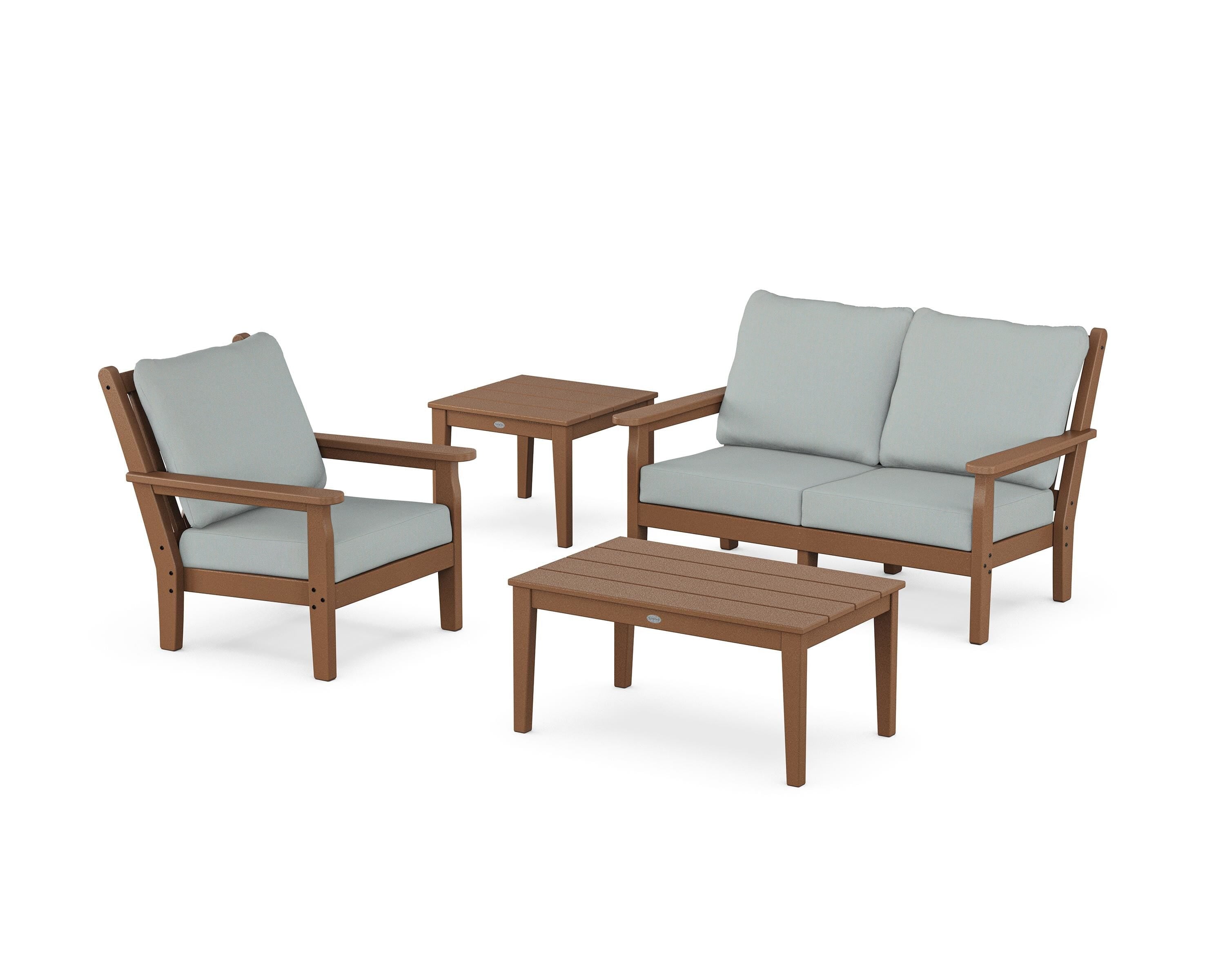 POLYWOOD Chippendale 4-Piece Deep Seating Set in Teak / Spa